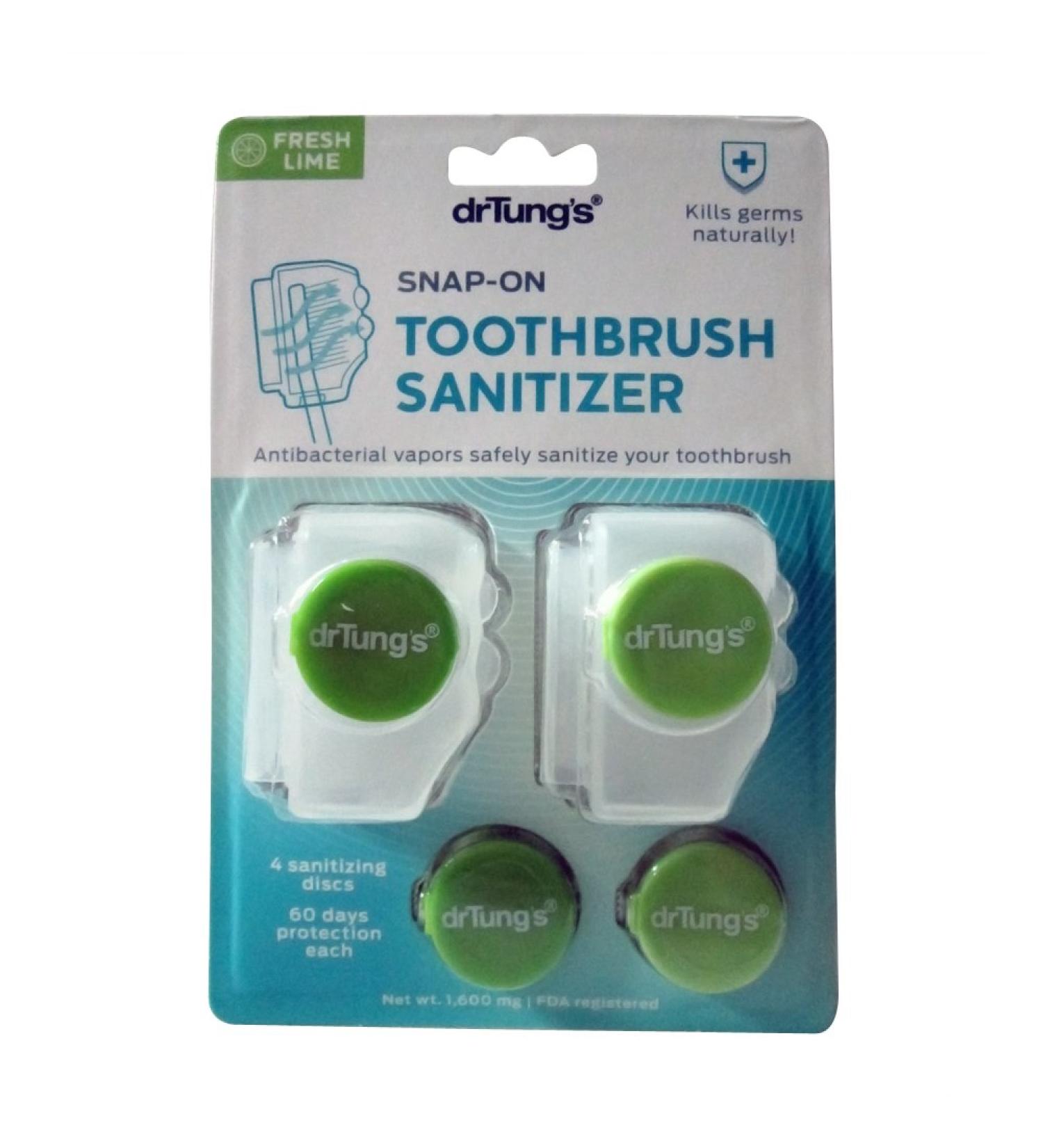 Dr. Tung's Snap-On Toothbrush Sanitizer 2 Count (Pack of 10) - Assorted colors