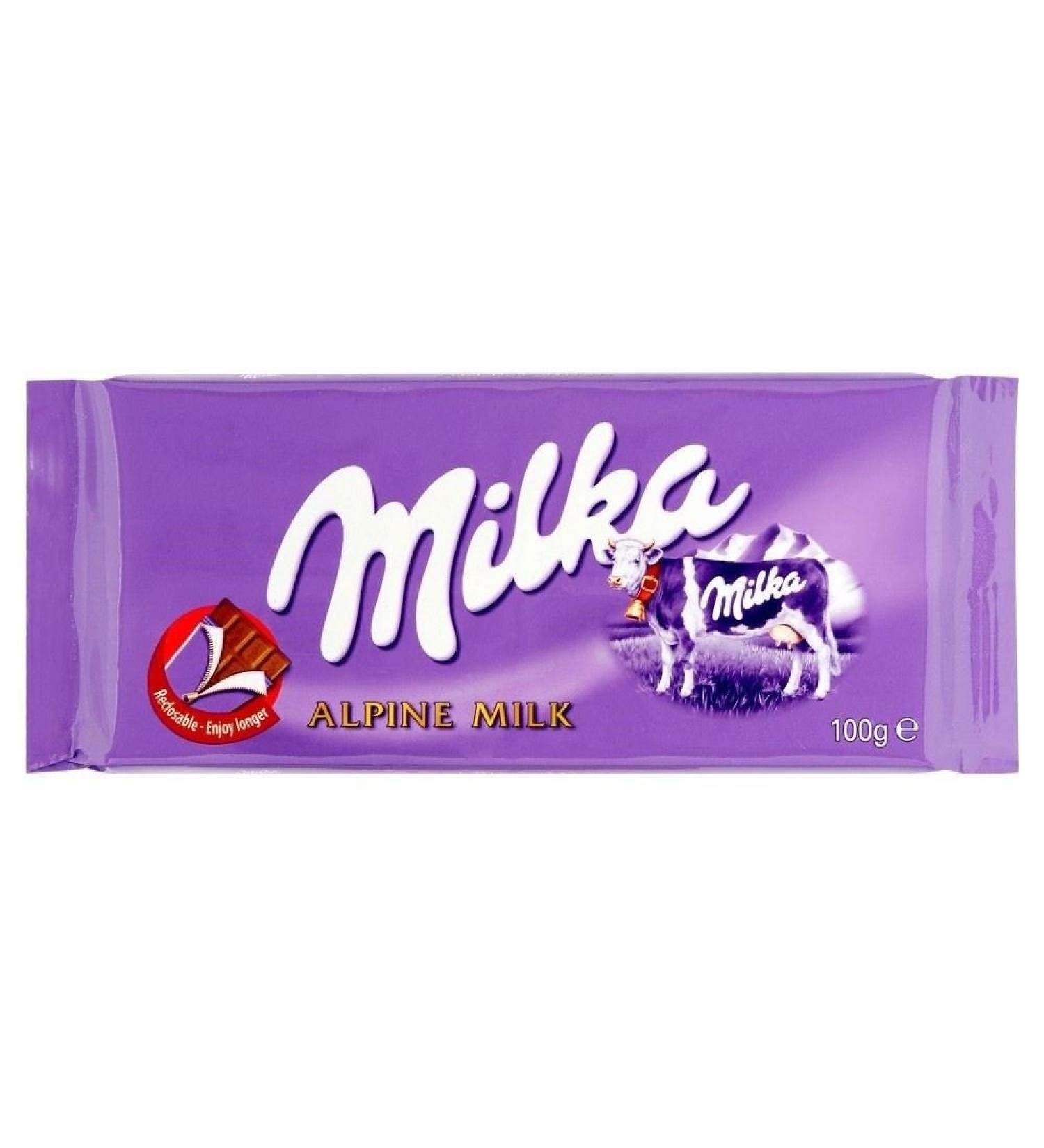 Milka Milka Alpine Milk Chocolate Bar (100g) - Pack of 2