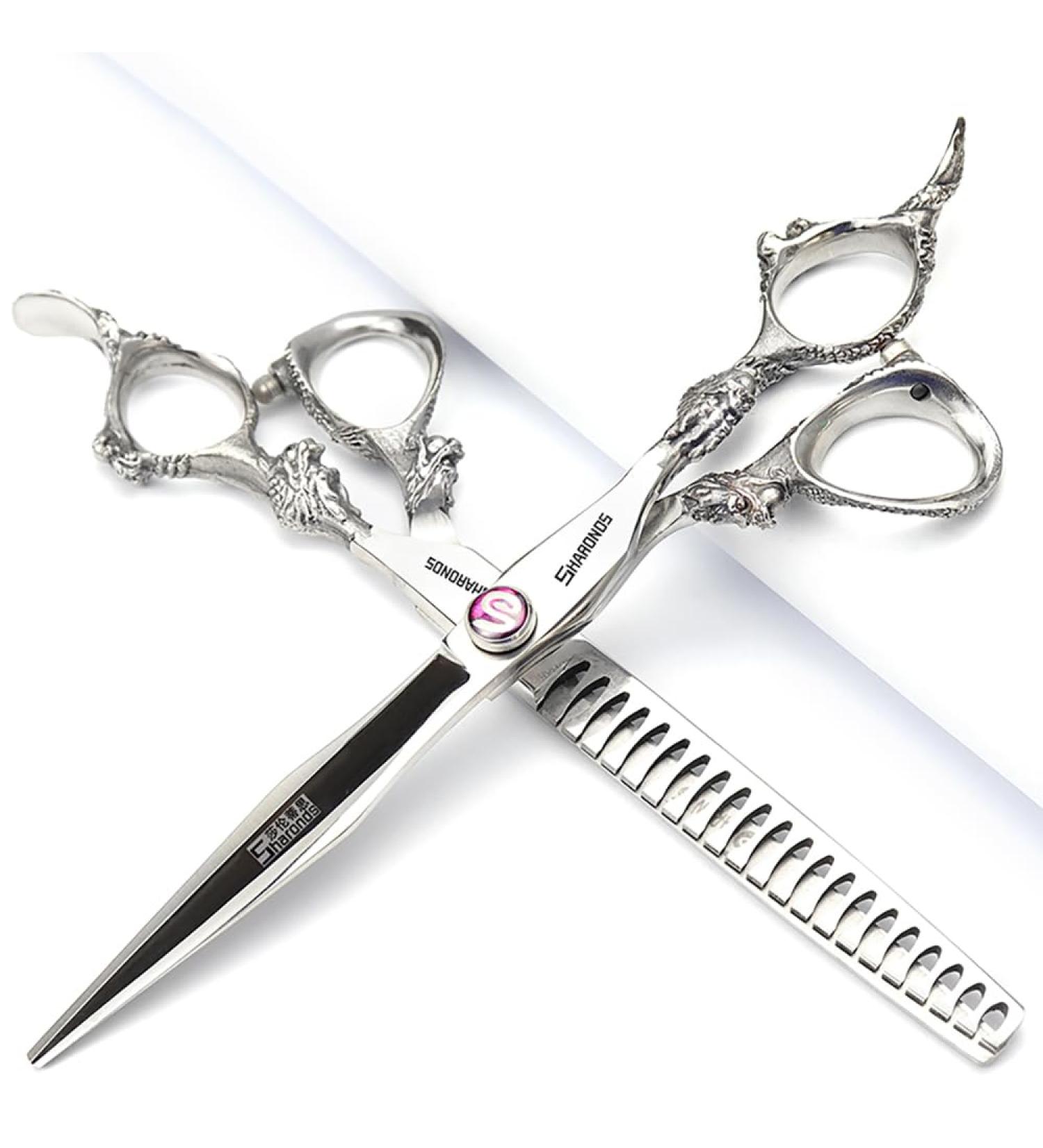 SHARONDS Hair Cutting Scissors Hairdressing Scissors Thinning Scissors Professional Hairdresser Salon Home Scissors for Men and Women (7-Inch 2pc-A) - Buy Online on GoSupps.com
