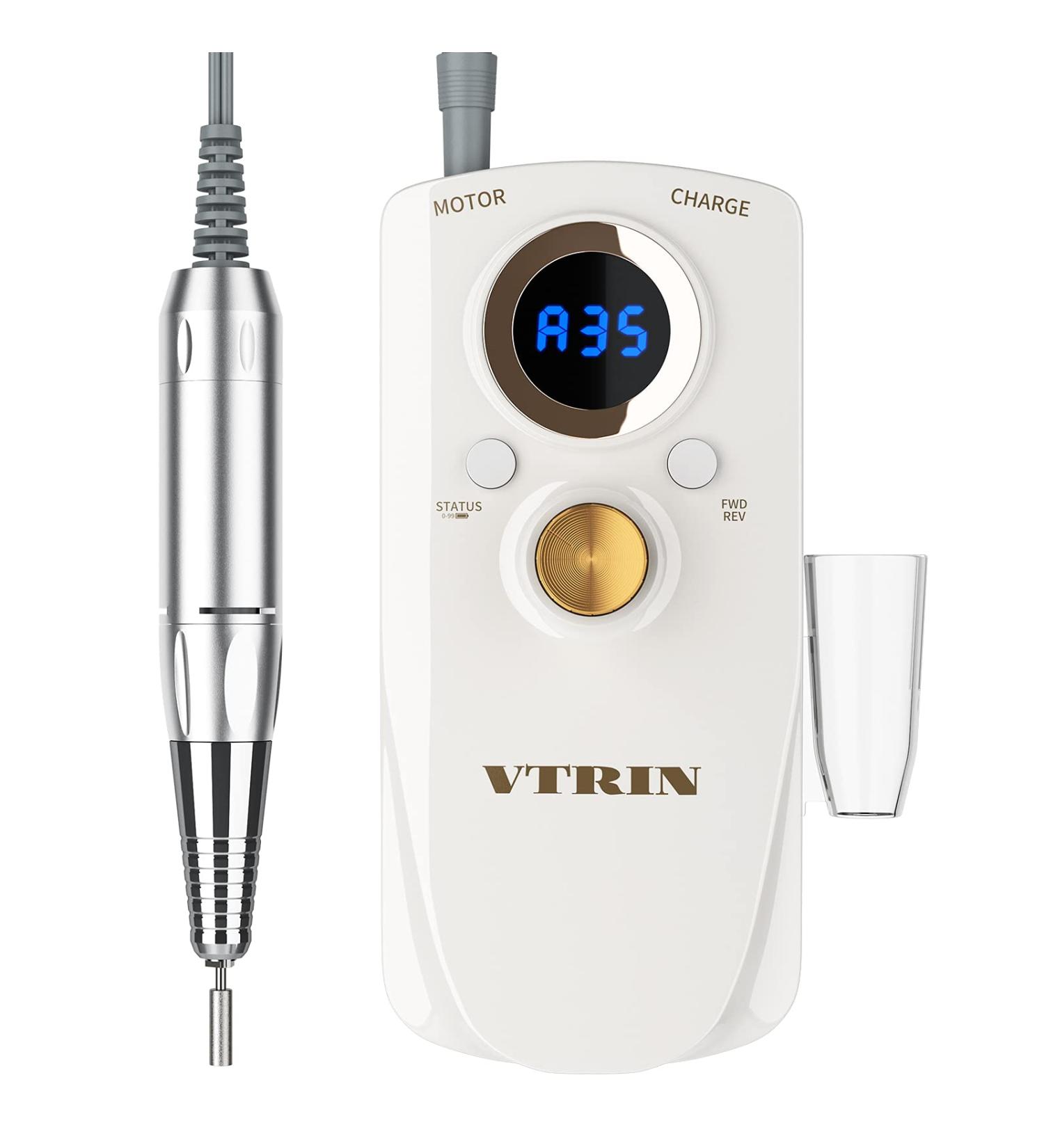 VTRIN Portable Electric Nail Drill Kit for Acrylic Nails - High Speed, Low Heat, Salon Quality Results - Nail Drill Bits and Sanding Bands Included - Perfect for Home DIY or Professional Salon Use - Buy Online on GoSupps.com
