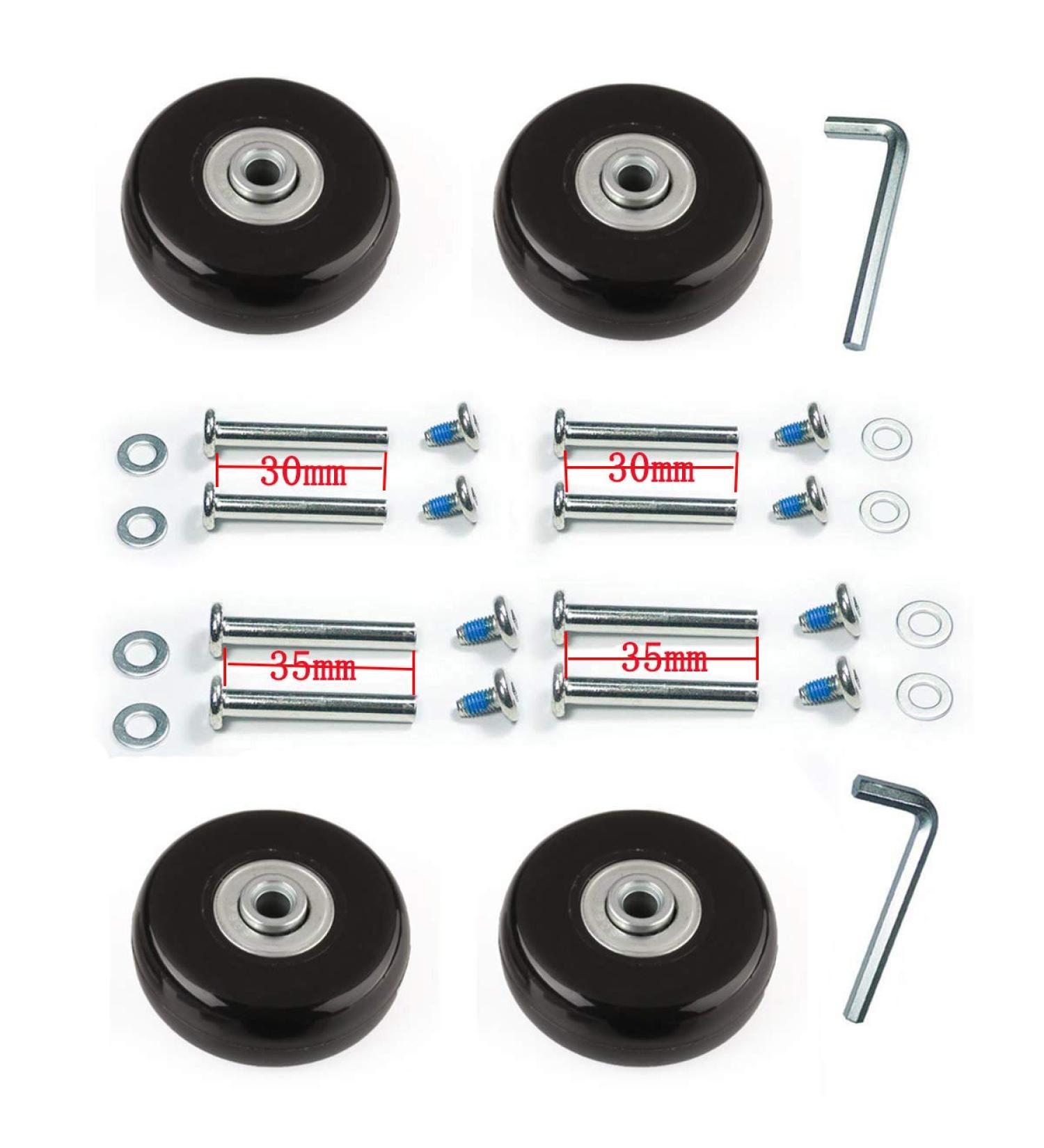 F-ber Luggage Suitcase Wheels Replacement Kit - Set of 4 Outdoor Skate Wheels with Bearings - OD 40/43/45/50/60mm - 6mm Axles - 30mm&35mm Axle Length - Buy Online on GoSupps.com