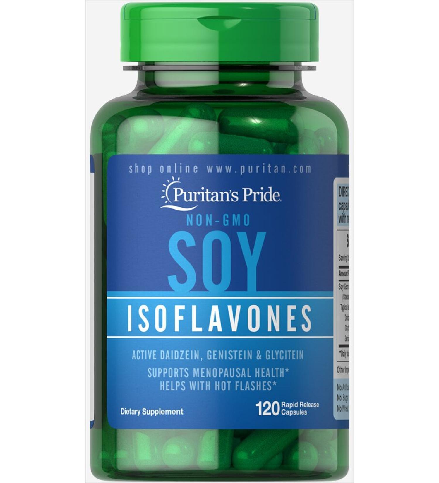 Puritan's Pride Non-GMO Soy Isoflavones 750mg - 120ct | Menopause Support for Hot Flashes - Buy Online on GoSupps.com