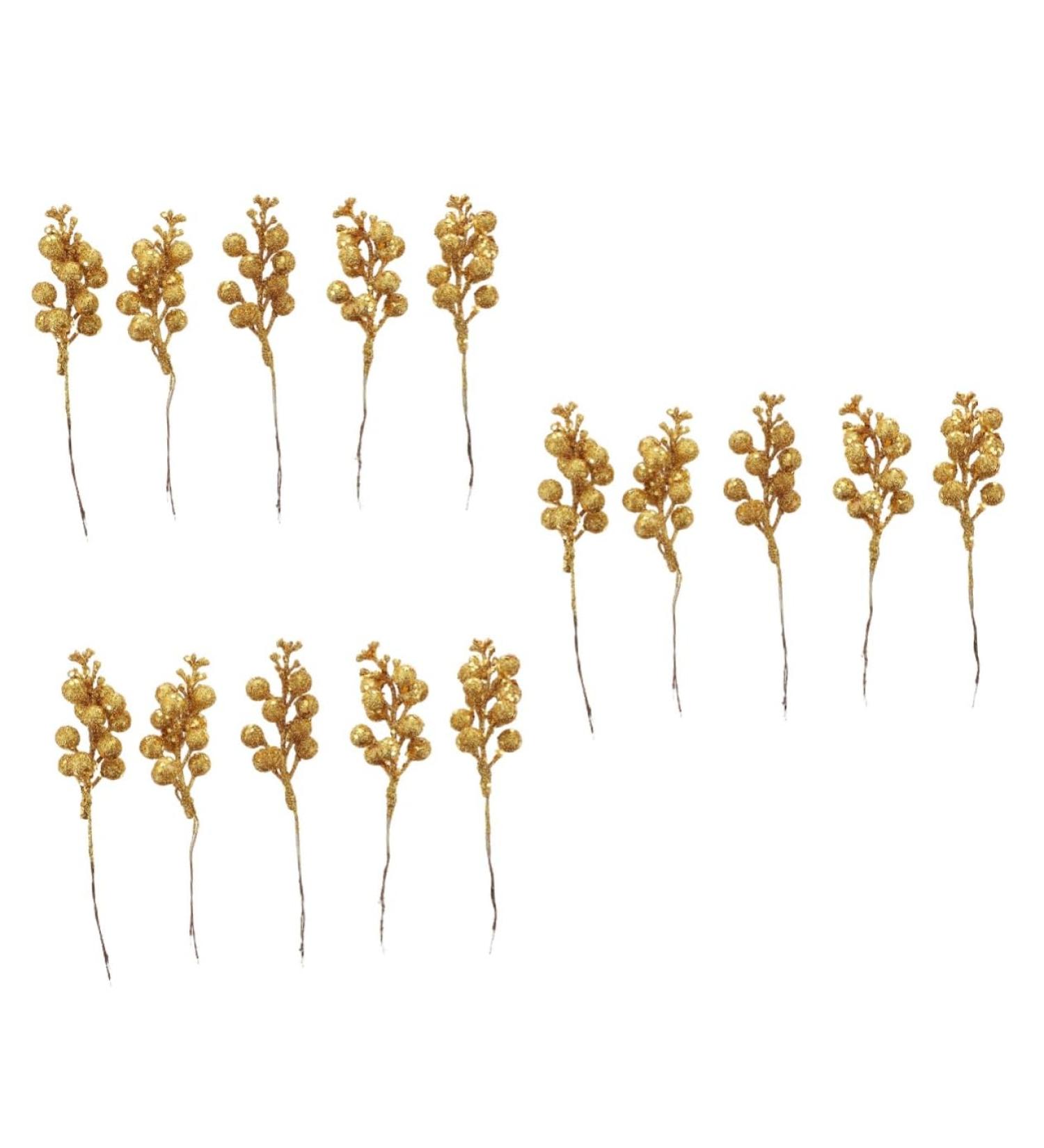 ABOOFAN 15 Pcs Christmas Faux Fruit Skewers Christmas Berries Stems Holiday Berry Garland Artificial Berry Stems Christmas Tree Picks Artificial Christmas Picks Wire Gold Powder Plant - Buy Online on GoSupps.com