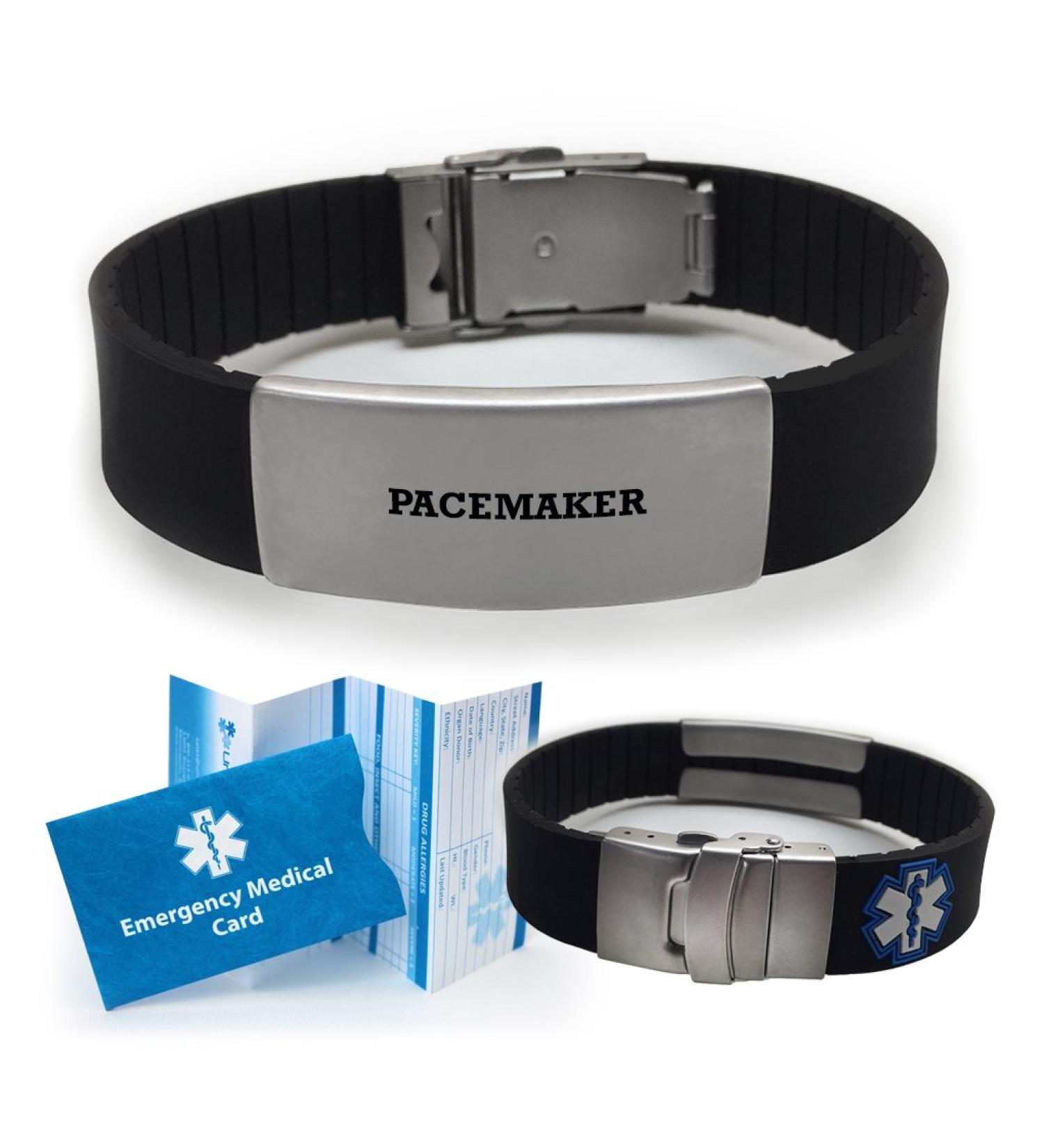 Pacemaker Medical Alert ID Bracelet - Black Unisex Design - Buy Online on GoSupps.com