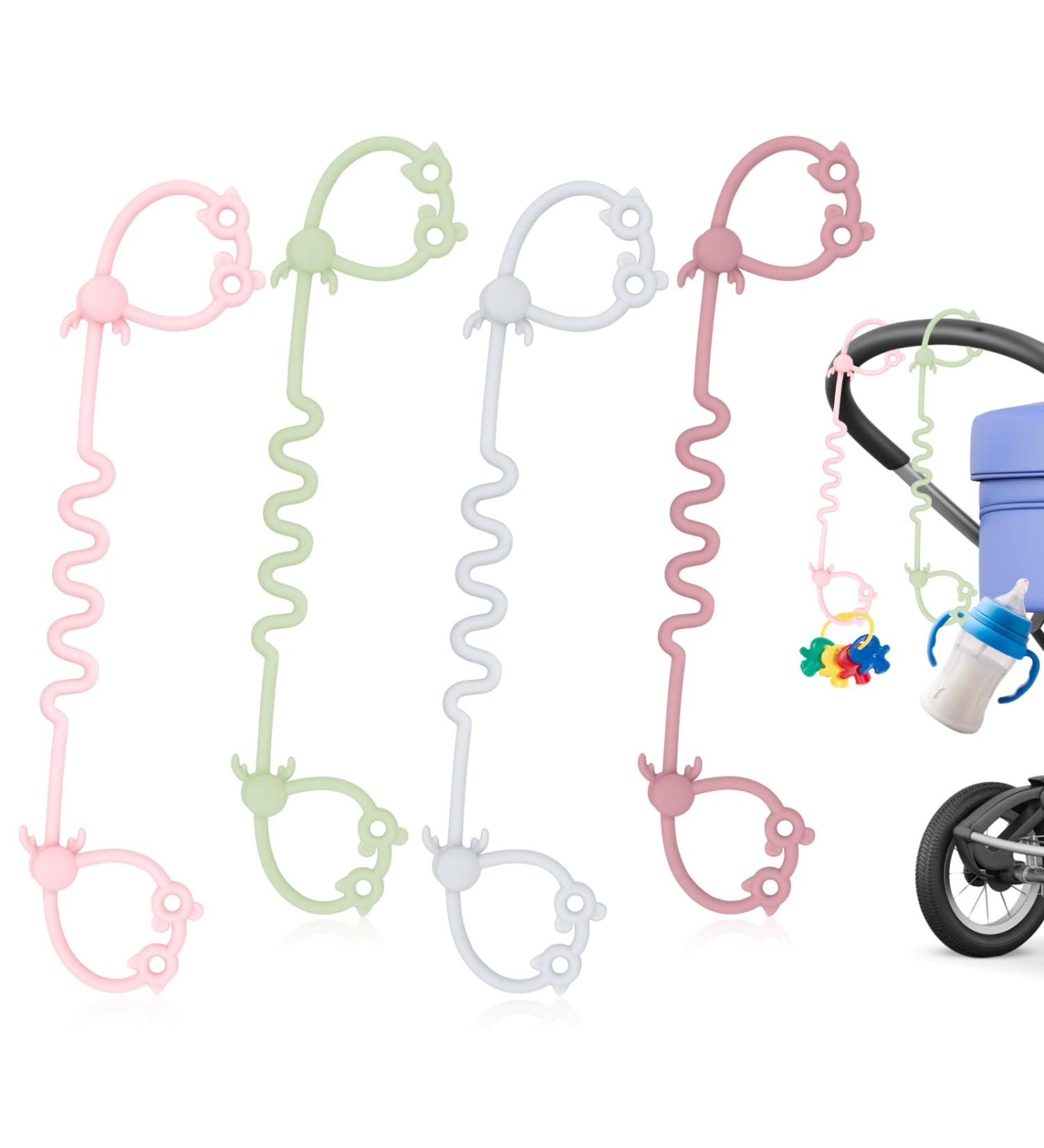 Buy 4-Piece BPA-Free Silicone Baby Pacifier Chain Set - Adjustable Stroller & High Chair Toy Holders (Color-02) - Buy Online on GoSupps.com