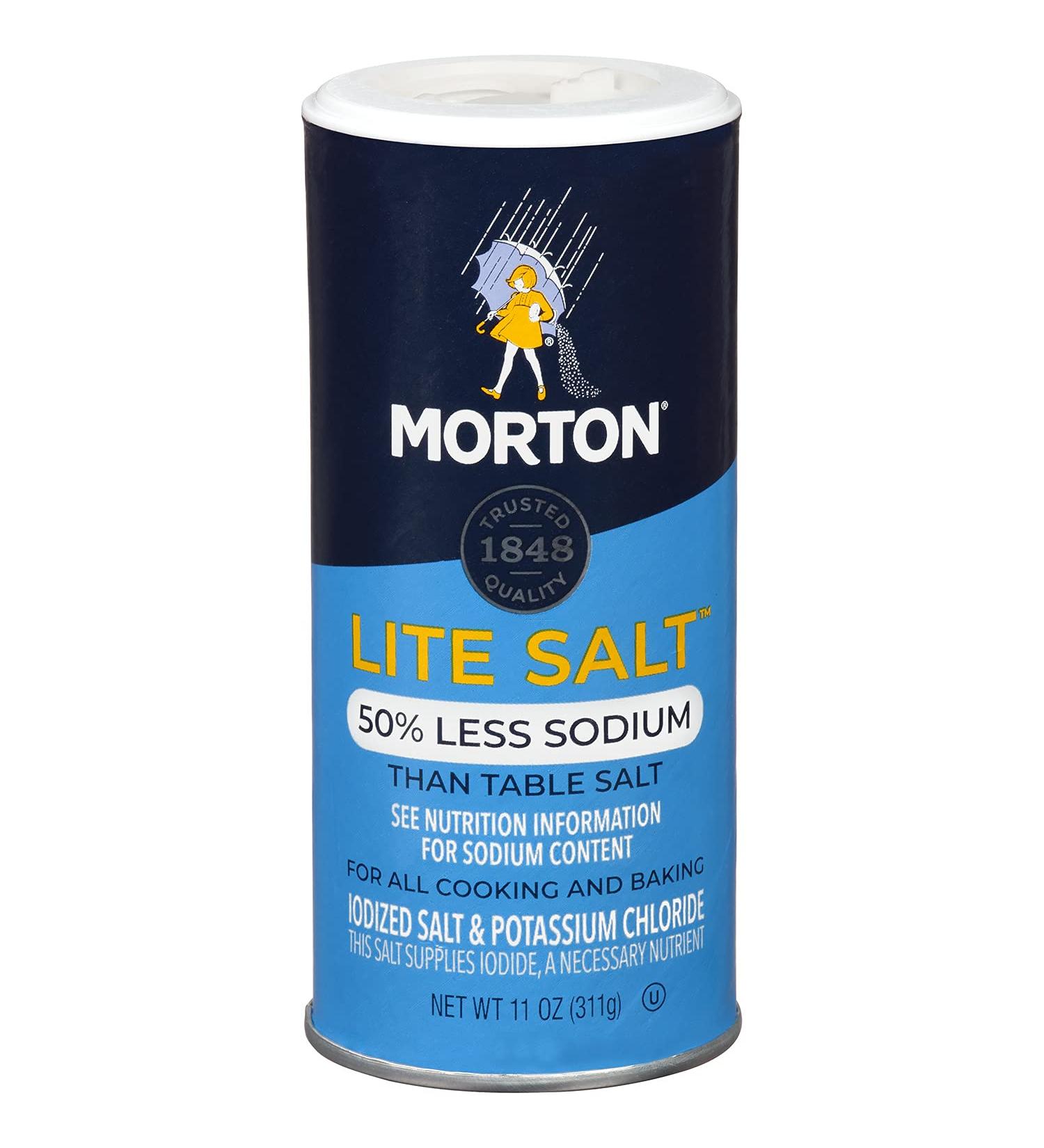 Morton Salt Lite Salt 11 oz Canister - Pack of 6 | Low Sodium Salt Option - Buy Online on GoSupps.com
