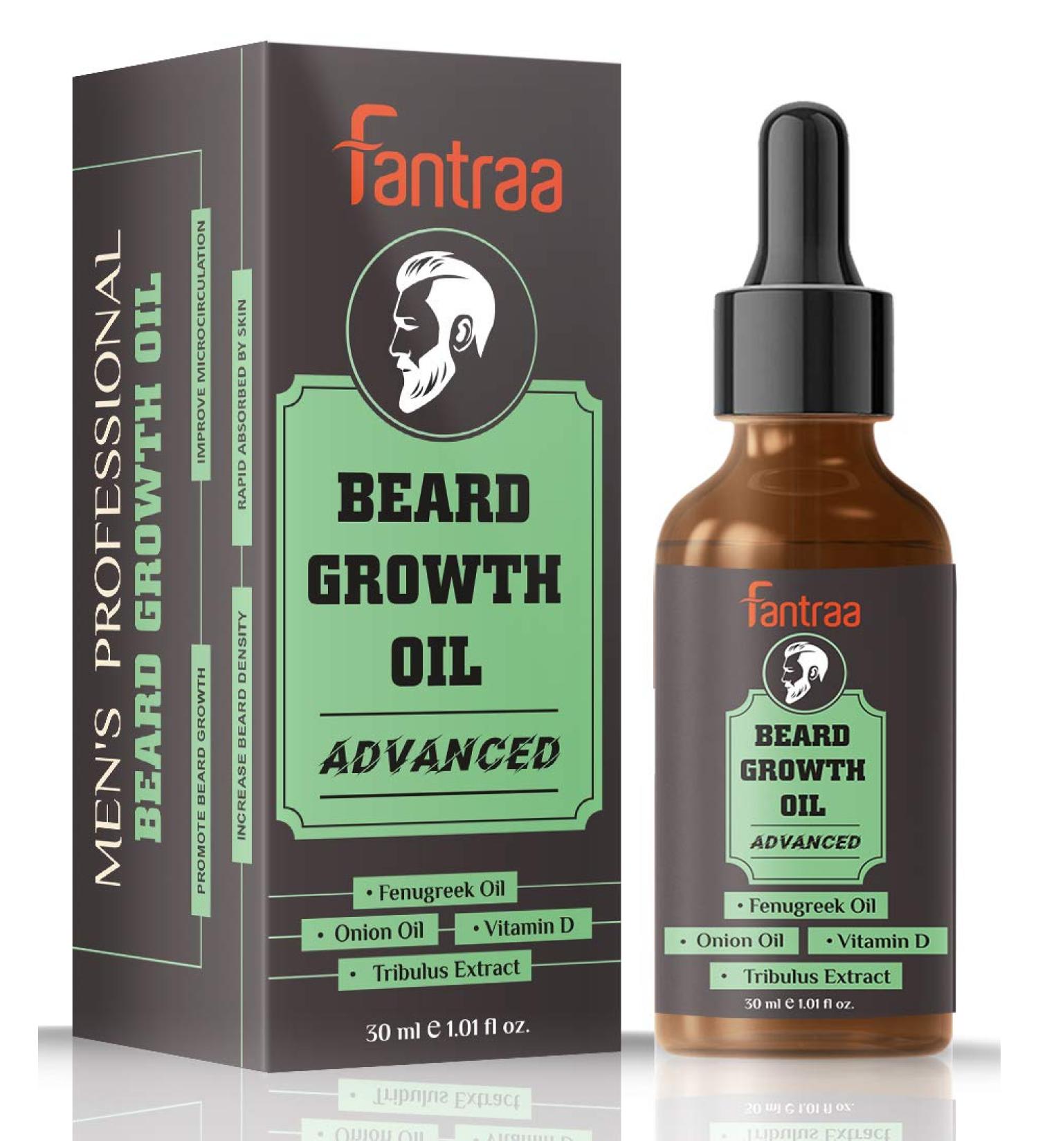 Beard Growth Oil for Men - Advanced Formula with Fenugreek & Onion Oil | Best Natural Solution for Uneven & Patchy Beards - 30 ml - Buy Online on GoSupps.com