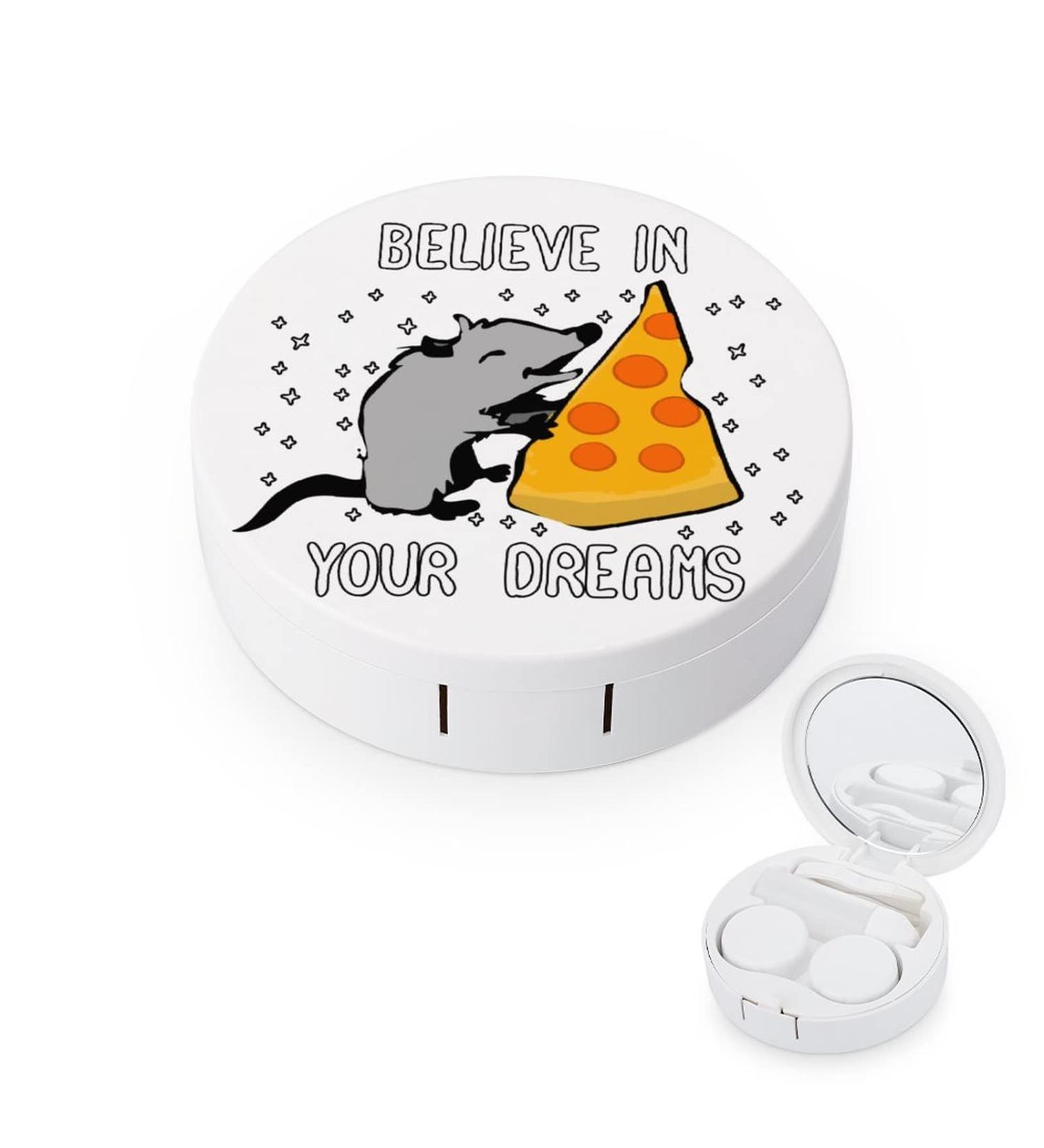 Believe in Your Dreams Round Case For Contact Lens Kit Storage Box with Mirror Printed - Buy Online on GoSupps.com