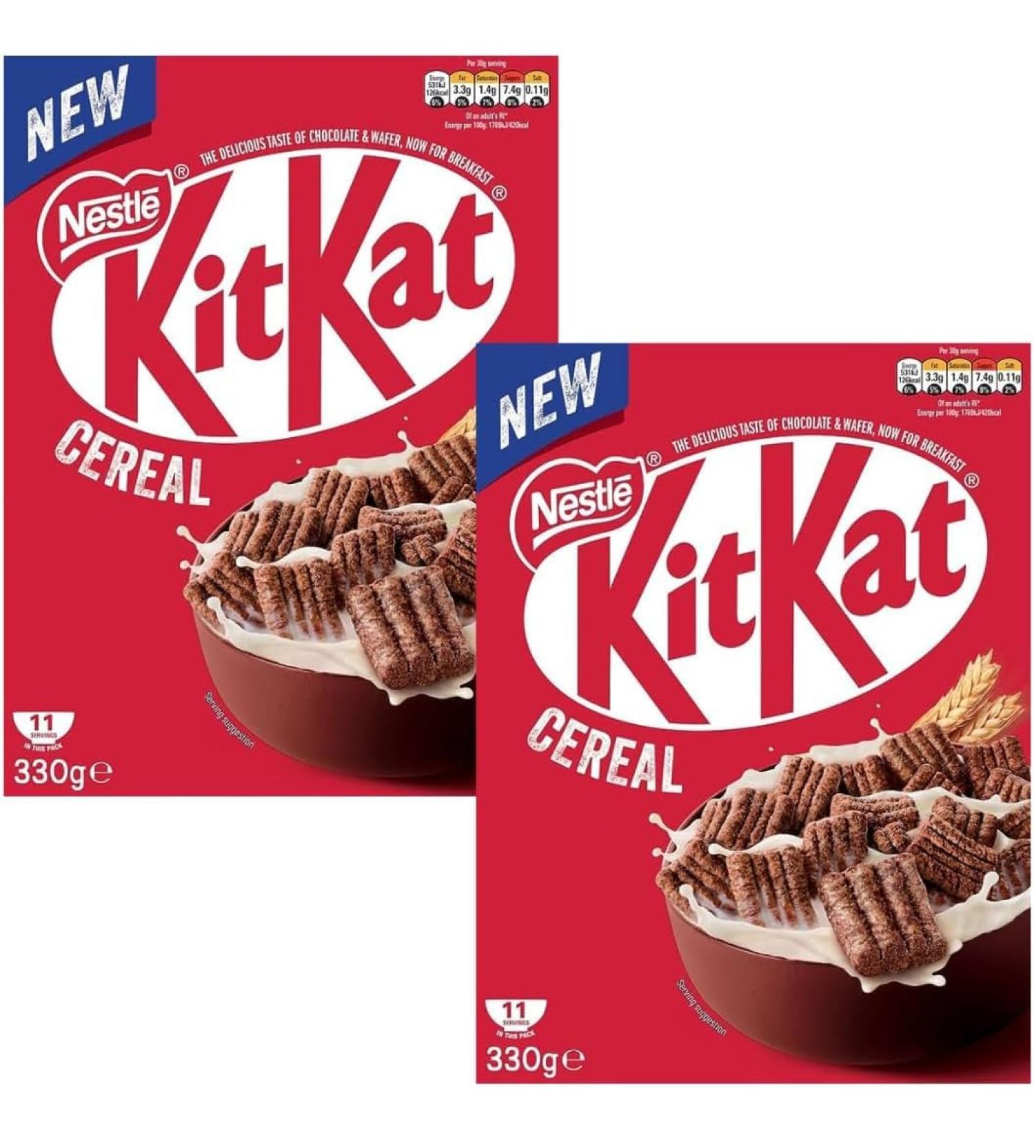 2 x Kit Kat Cereal Chocolate & Wafer Breakfast Pack 330g - Melt for Delicious & Wafer Milk Chocolate Coating | Pack of 2 | Crunchy Whole Grain & Wafer Taste | Sold by Essential Products - Buy Online on GoSupps.com