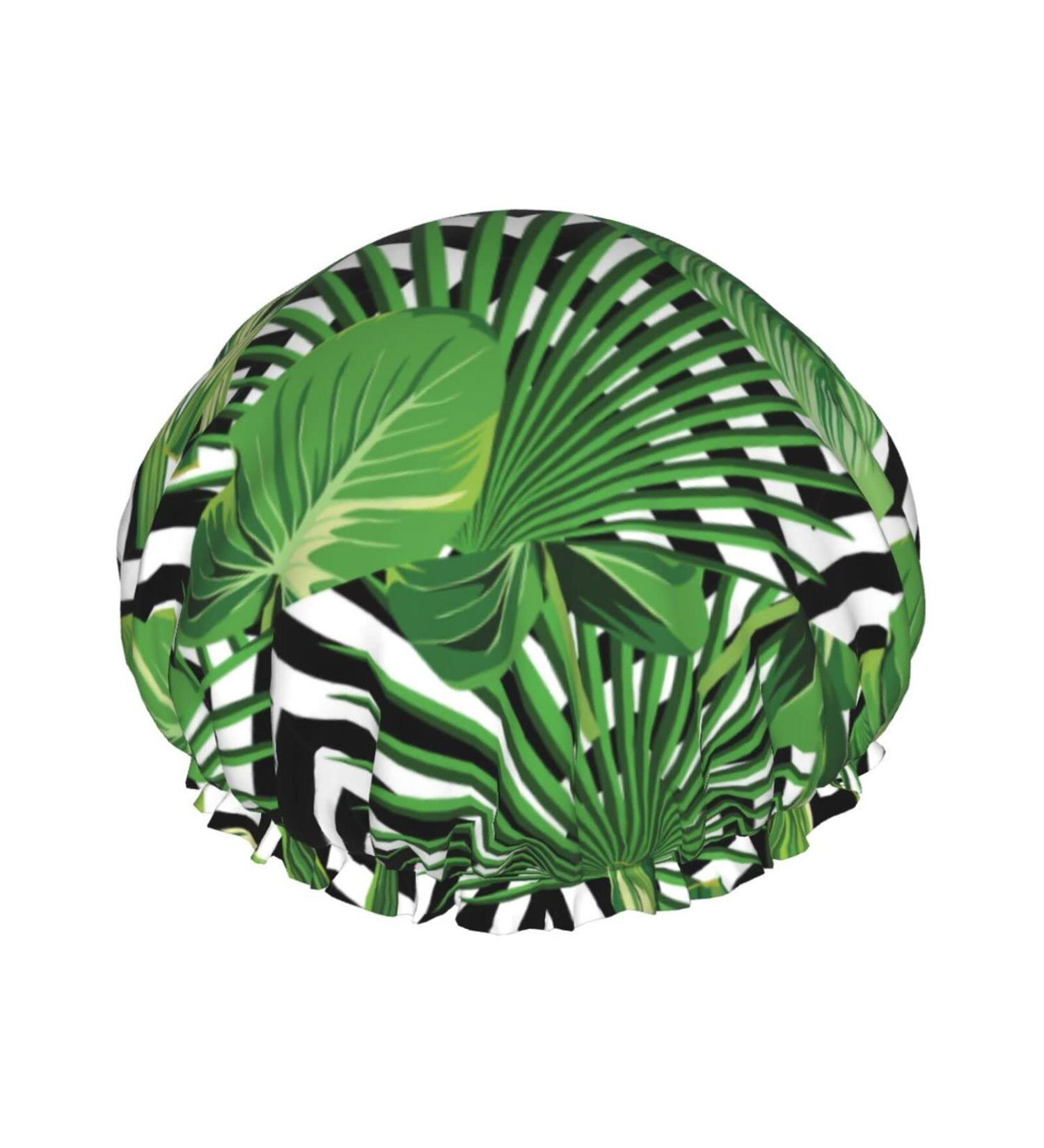 Green Palm Tree Shower Cap - Reusable & Waterproof with Double Protection Layers - Buy Online on GoSupps.com