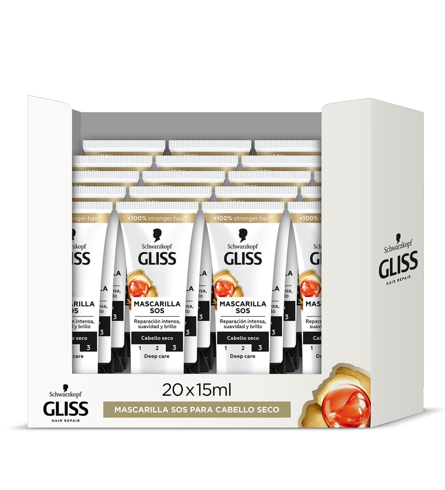  Gliss Gliss - Mini mask for dry hair - Total Repair - 20 units of 15 ml (300 ml) - Repair range - Travel size - Buy Online on GoSupps.com