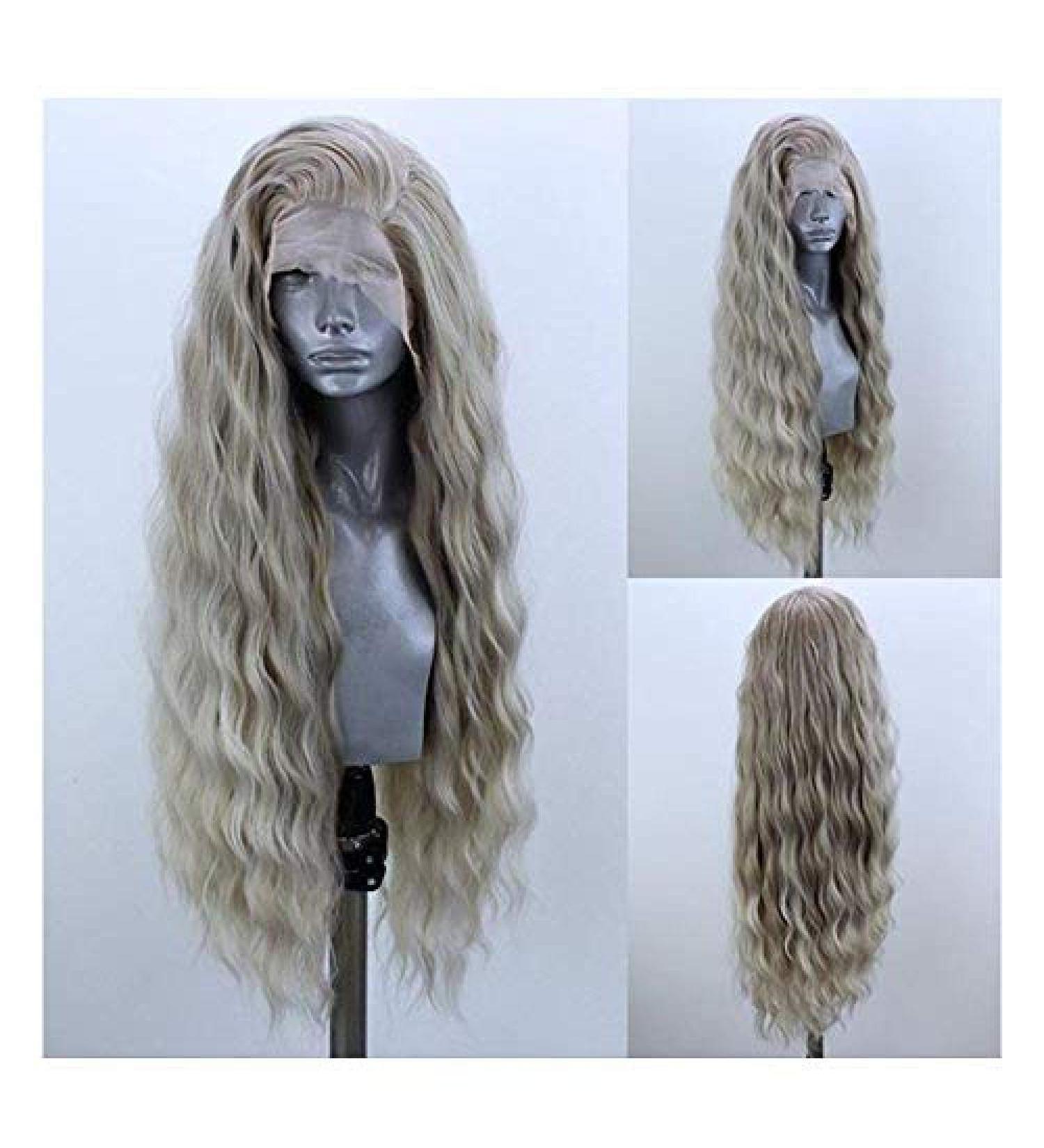 Buy BGHJUE Ombre Blonde Long Straight Lace Front Wig - Dark Roots Heat Resistant Synthetic Hair for Cosplay & Parties - Buy Online on GoSupps.com
