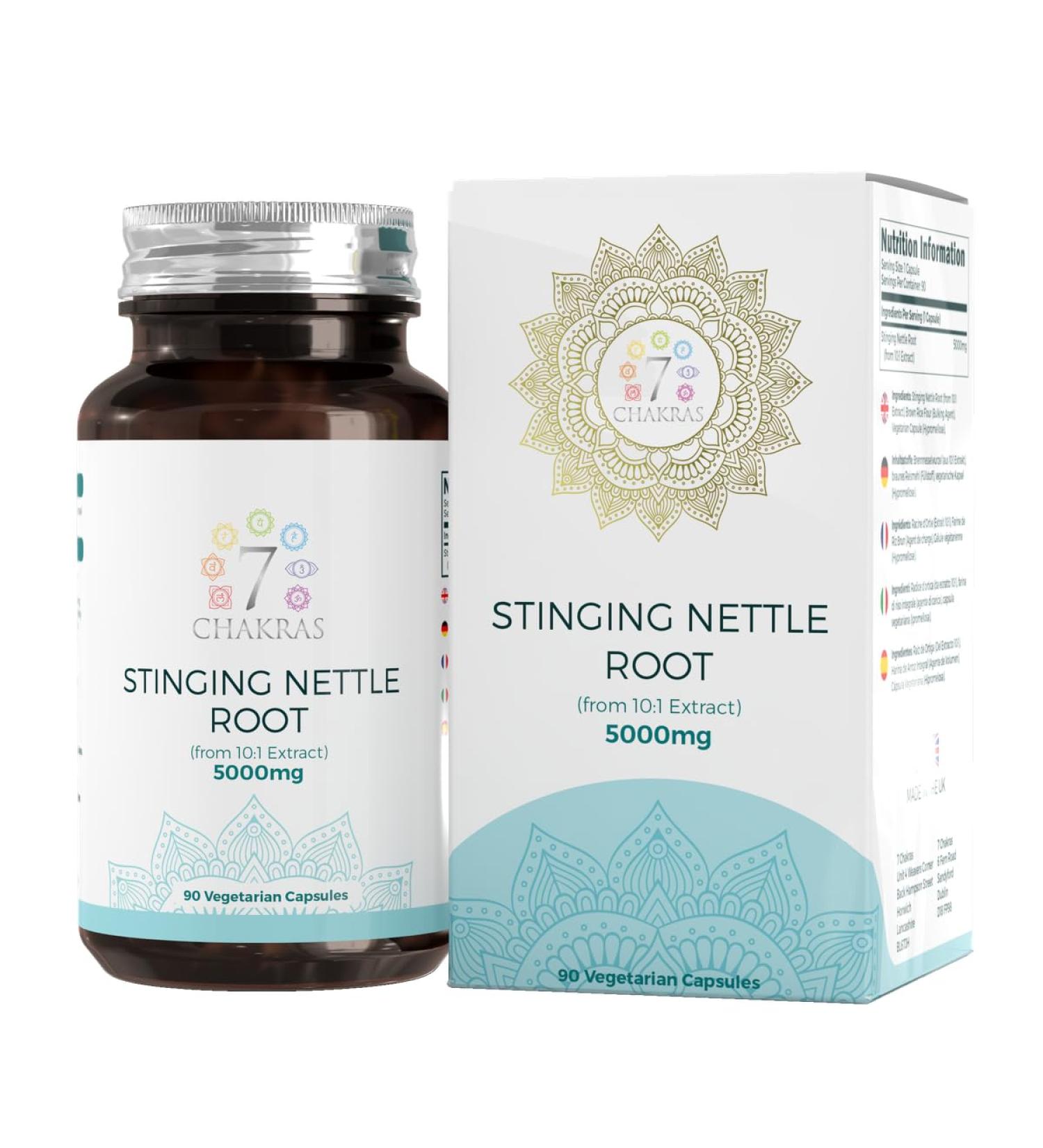Stinging Nettle Root Capsules | 90 High Strength 5000mg Extract | Non-GMO | ISO Certified | UK Manufactured - Buy Online on GoSupps.com