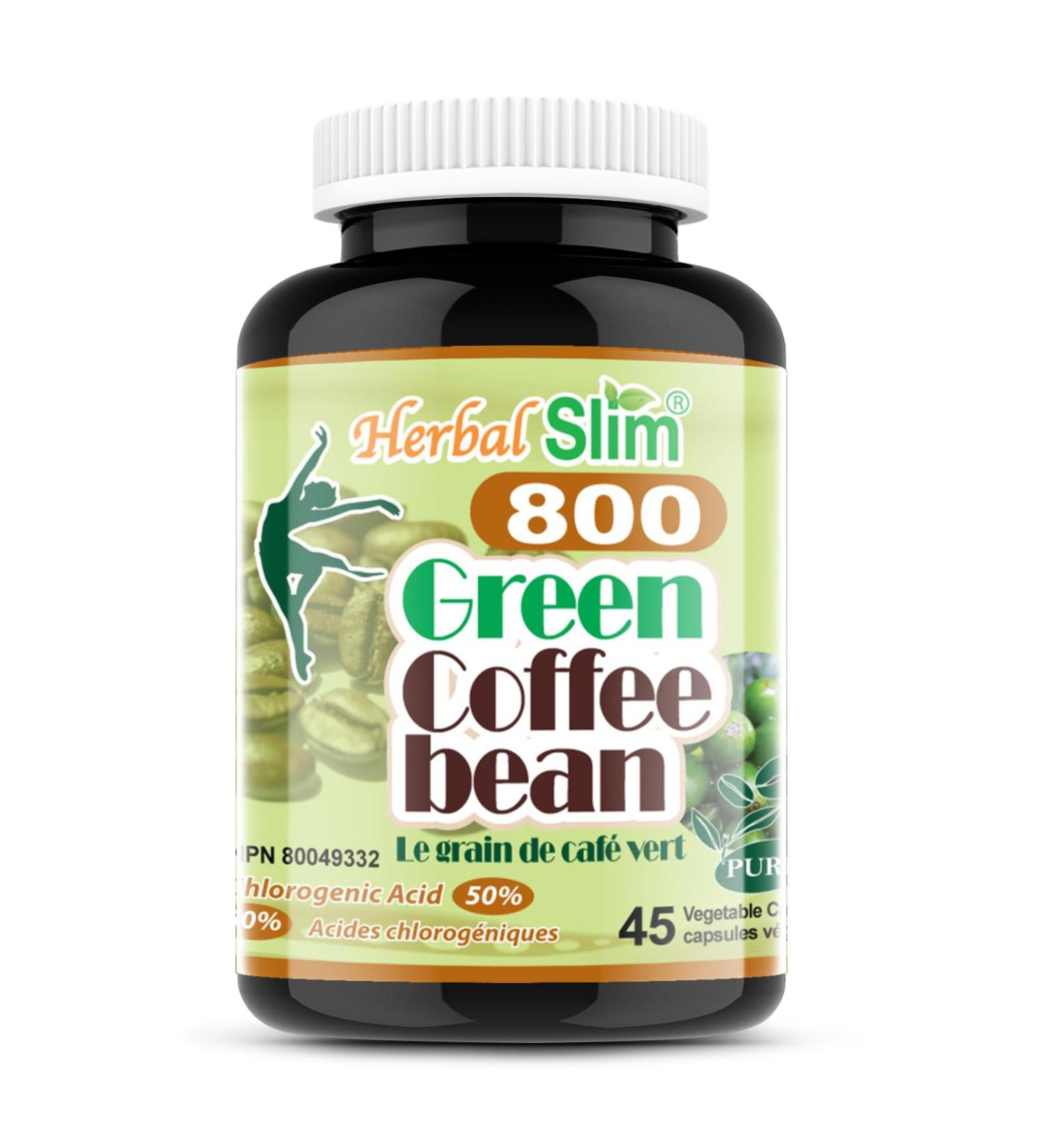Herbal Slim Green Coffee Bean Extract 800mg 50% Chlorogenic Acid Non-GMO Vegan Free of Gluten Soy & Dairy (45 Capsules) - Buy Online on GoSupps.com