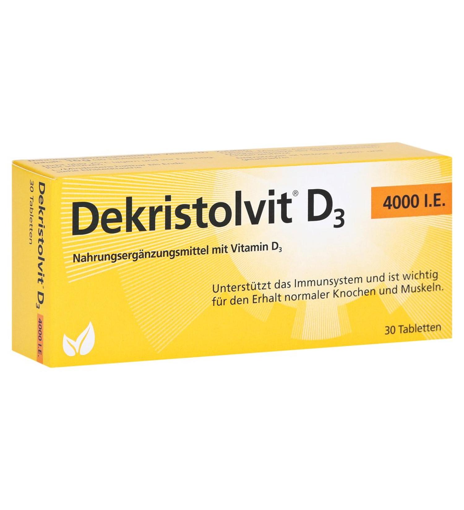 Dekristol Vit D3 4000 IU Tablets - 30 Count | Premium Vitamin D Supplement for Immune Health | International Shipping Available - Buy Online on GoSupps.com
