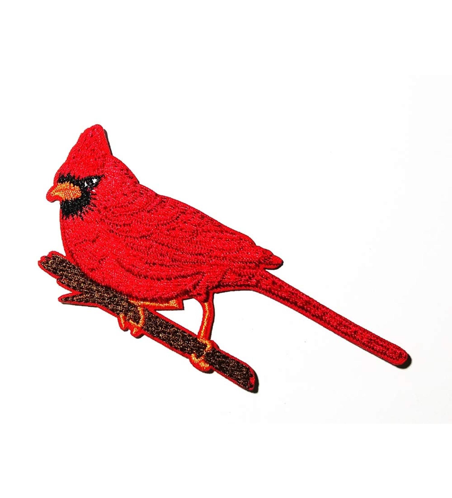 Pastor Bird Red Cardinal Bird Animal Logo Patch Embroidered Sew Iron On Patches Badge Bags Hat Jeans Shoes T-Shirt Applique