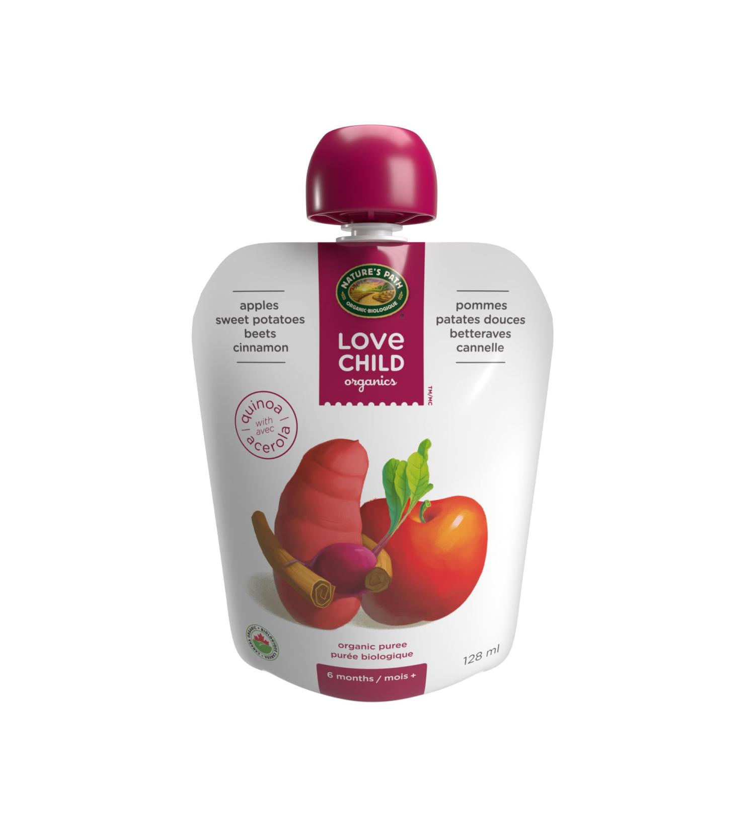 Love Child Organics Apples Sweet Potatoes Beets + Cinnamon Puree - 128 ml Apples Sweet Potatoes Beets + Cinnamon Pack of 12 pouches - Buy Online on GoSupps.com