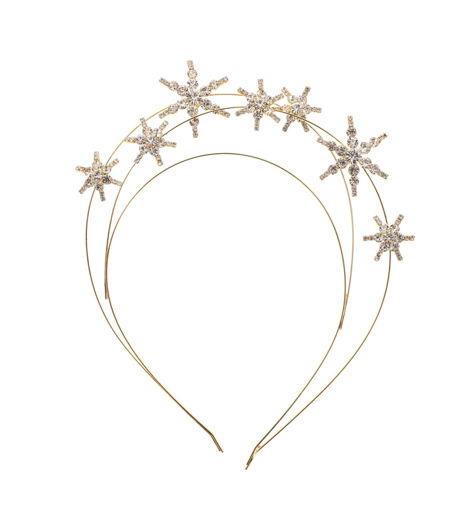 Fomiyes Crystal Hair Band | Star Tiara with Rhinestones | Multi-Layer Bridal Jewelry & Headdress for Women & Girls | Gold-Colored Wedding Hair Accessory - Buy Online on GoSupps.com