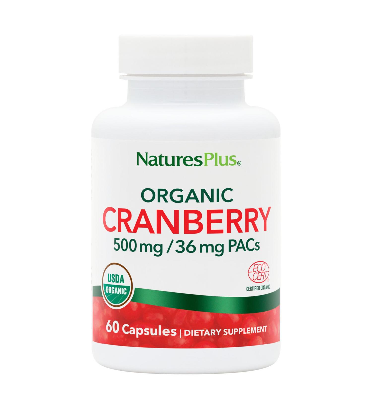 NaturesPlus Organic Cranberry 500 mg - 60 Capsules - Helps Promote Healthy Urinary Tract - USDA Certified Organic Vegan Gluten Free Non-GMO - 30 Servings - Buy Online on GoSupps.com