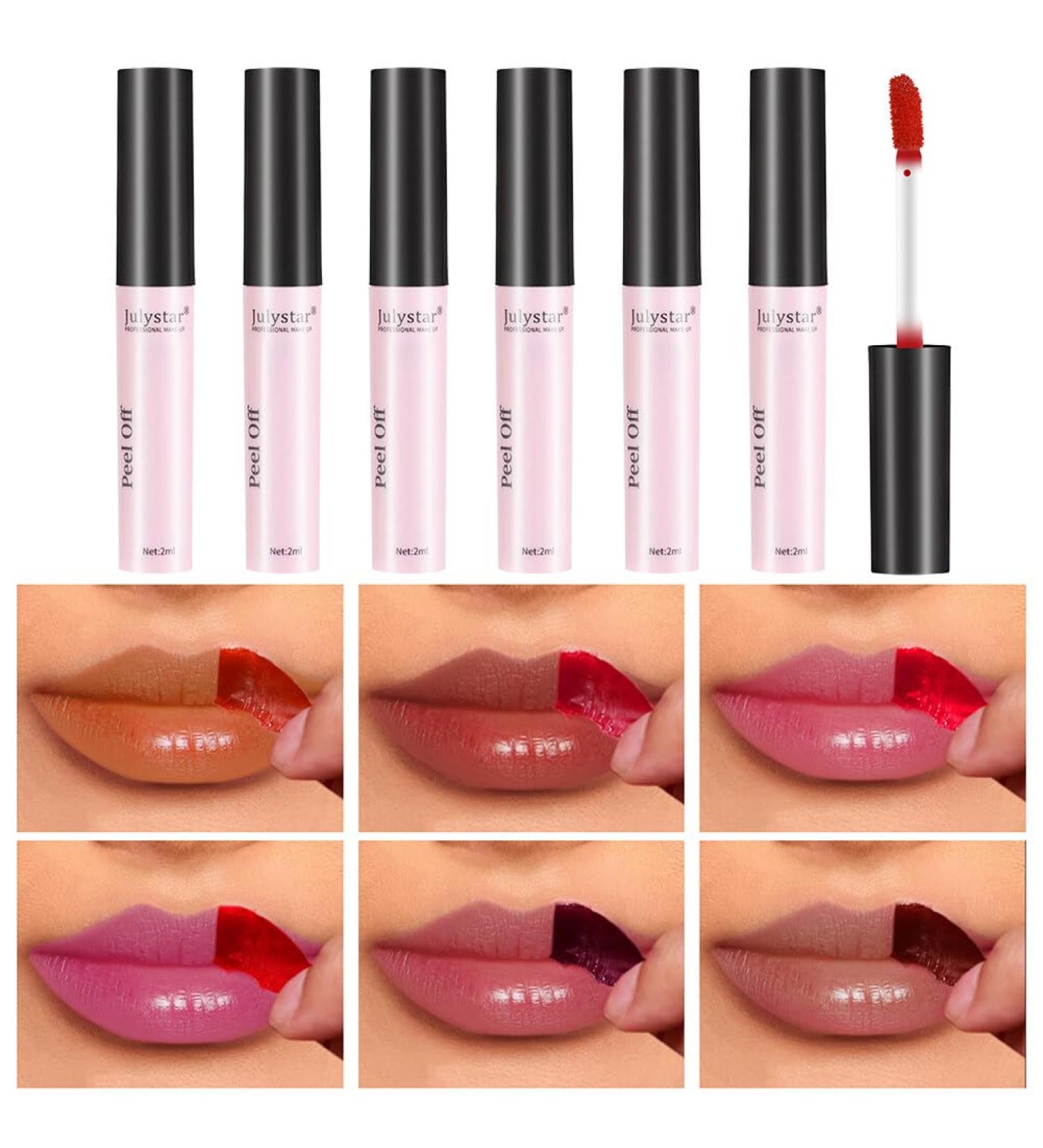  Katutude 6 Pack Peel Off Lipstick for Girls Waterproof Long Lasting Matte Liquid Waterproof Non-stick Lipstick for Girls Women - Buy Online on GoSupps.com