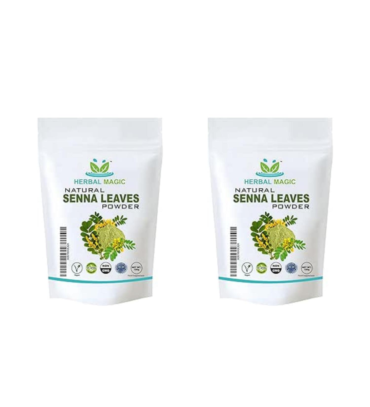 Herbal Magic's Pure & Natural Senna Leaves Powder-Also Known As-East Indian Senna Cassia Senna Egyptian Senna Sene de la Palthe Sonamukhi-Mild Sweet Slightly bitter Aromatic Whole Leaves Used- 200g - Buy Online on GoSupps.com