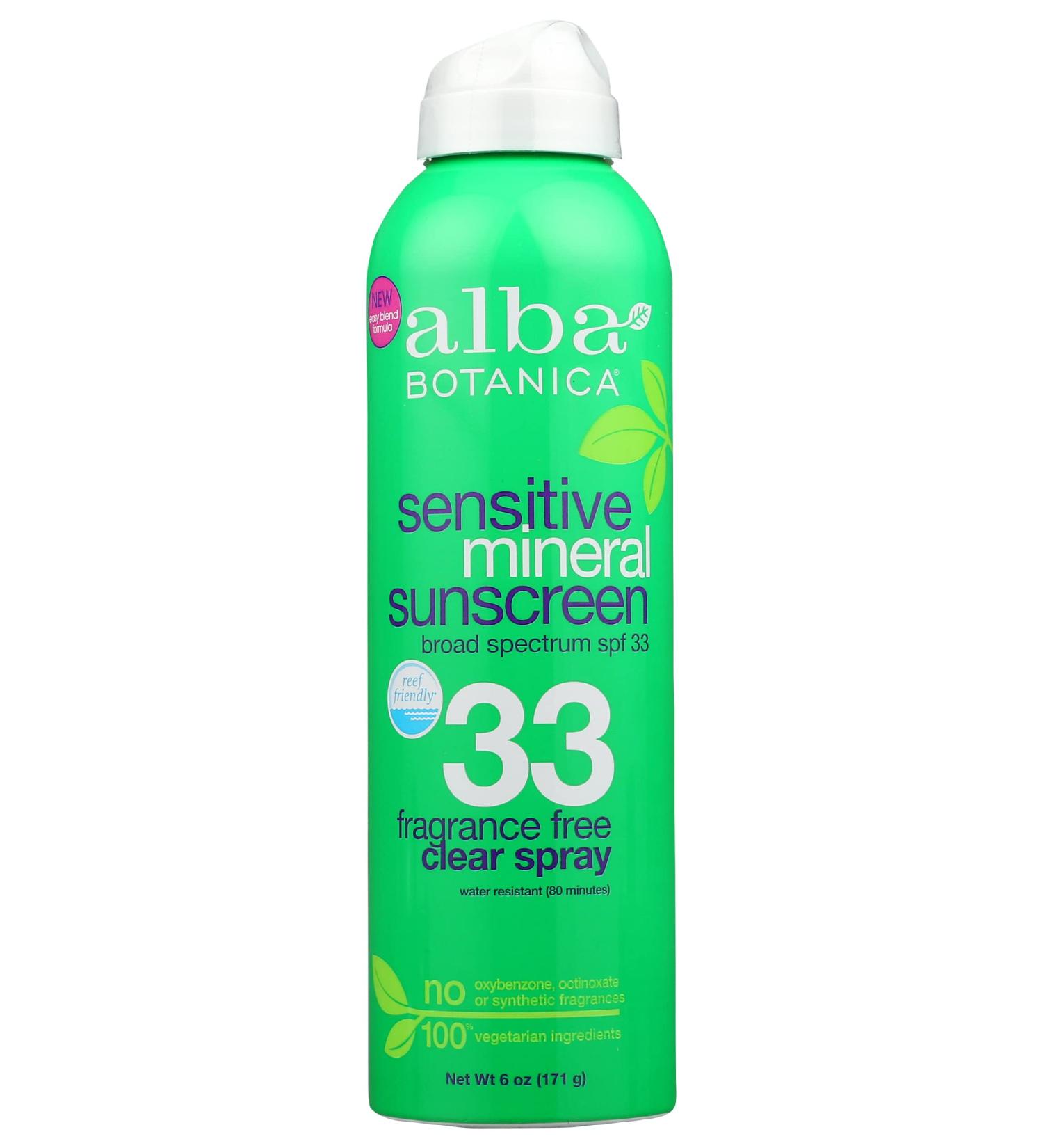 Alba Botanica Sensitive Sunscreen  SPF 33  Fragrance Free  6 oz