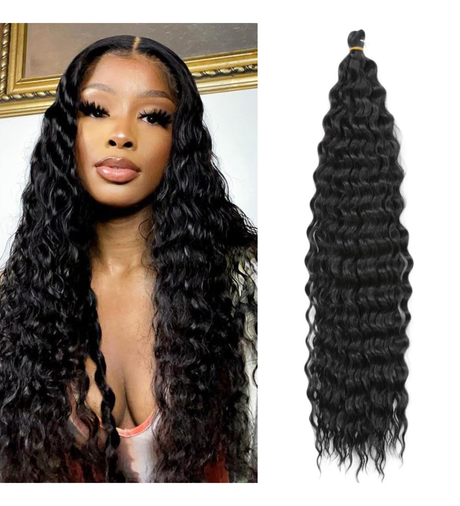 DSoar 26-inch Deep Twist Crochet Hair Ocean Wave - 3 Pack Curly Bohemian Braids & Synthetic Extensions for Women & Girls | 1B Color - Buy Online on GoSupps.com