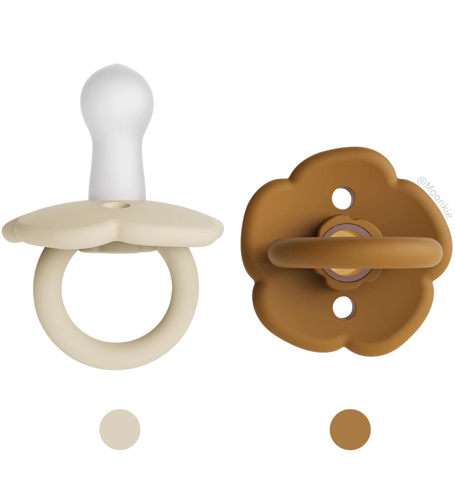 Soothing Moonkie Pacifiers Set - BPA-Free | Safe & Comfy | Newborn Essentials - Shifting Sand/Buck (2 Pack) - Buy Online on GoSupps.com