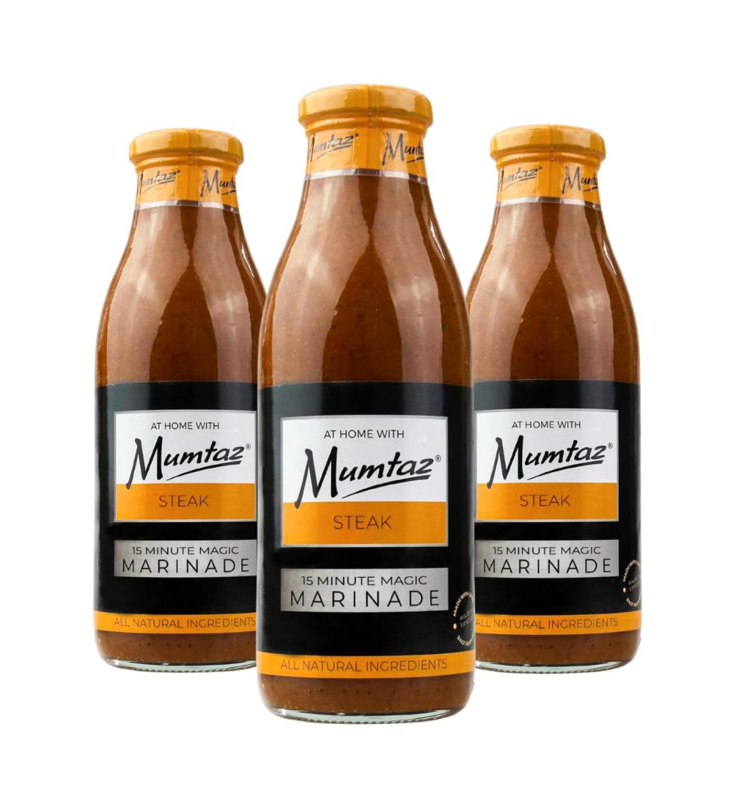 Mumtaz STEAK Marinade Sauce - Pack of 3x500g 15 Minute Magic Marinade Medium Spiced BBQ-Grill-Roast-Stir or Air fry All Natural Ingredients Gluten Free Vegan Friendly. - Buy Online on GoSupps.com