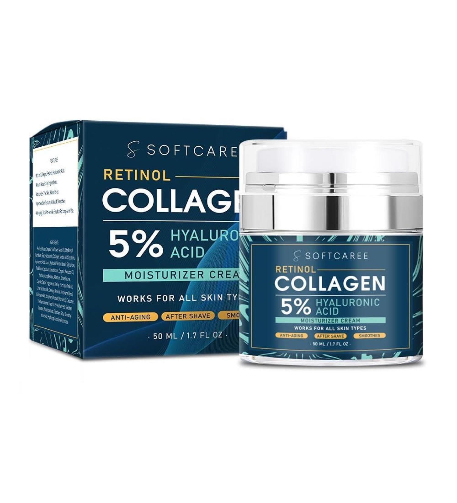 Collagen Face Moisturizer with Retinol & Niacinamide - Anti-Aging Botanical Stem Cell Cream for Day & Night Use - Buy Online on GoSupps.com