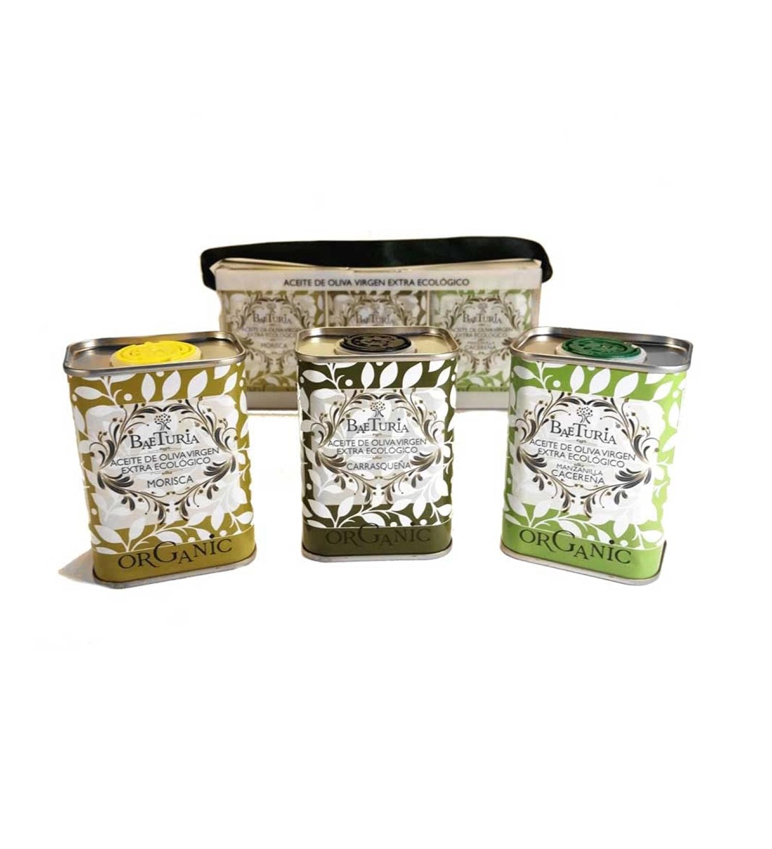 Baeturia Bio - Extra Virgin Olive Oil - Case 3 Cans 175 ml - Varieties: Morisca, Carrasqueña and Manzanilla Cacereña