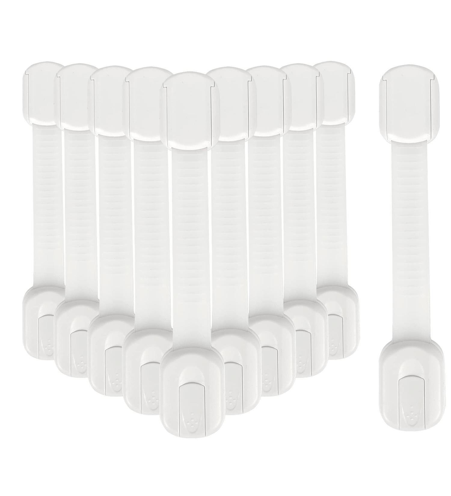 Child Safety Strap Locks - 10 Pack - Childproof Cabinet Locks & Straps - Adhesive Baby Proofing Cabinet Lock Door Lock for Kids Safety (White) - Buy Online on GoSupps.com