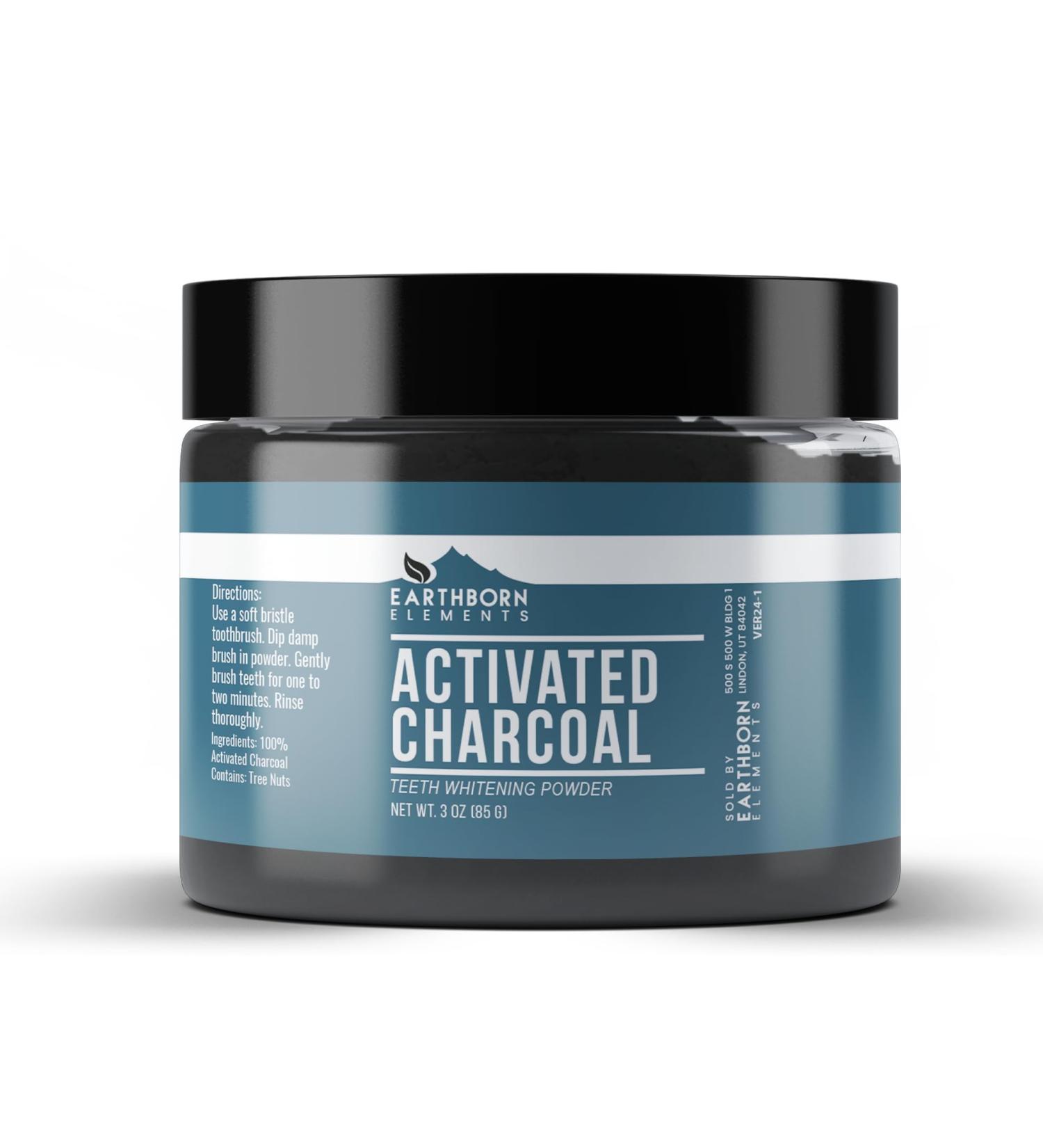 Earthborn Elements Activated Charcoal - Natural Teeth Whitening Vegan & Gluten Free (3 oz) - International Shipping Available - Buy Online on GoSupps.com