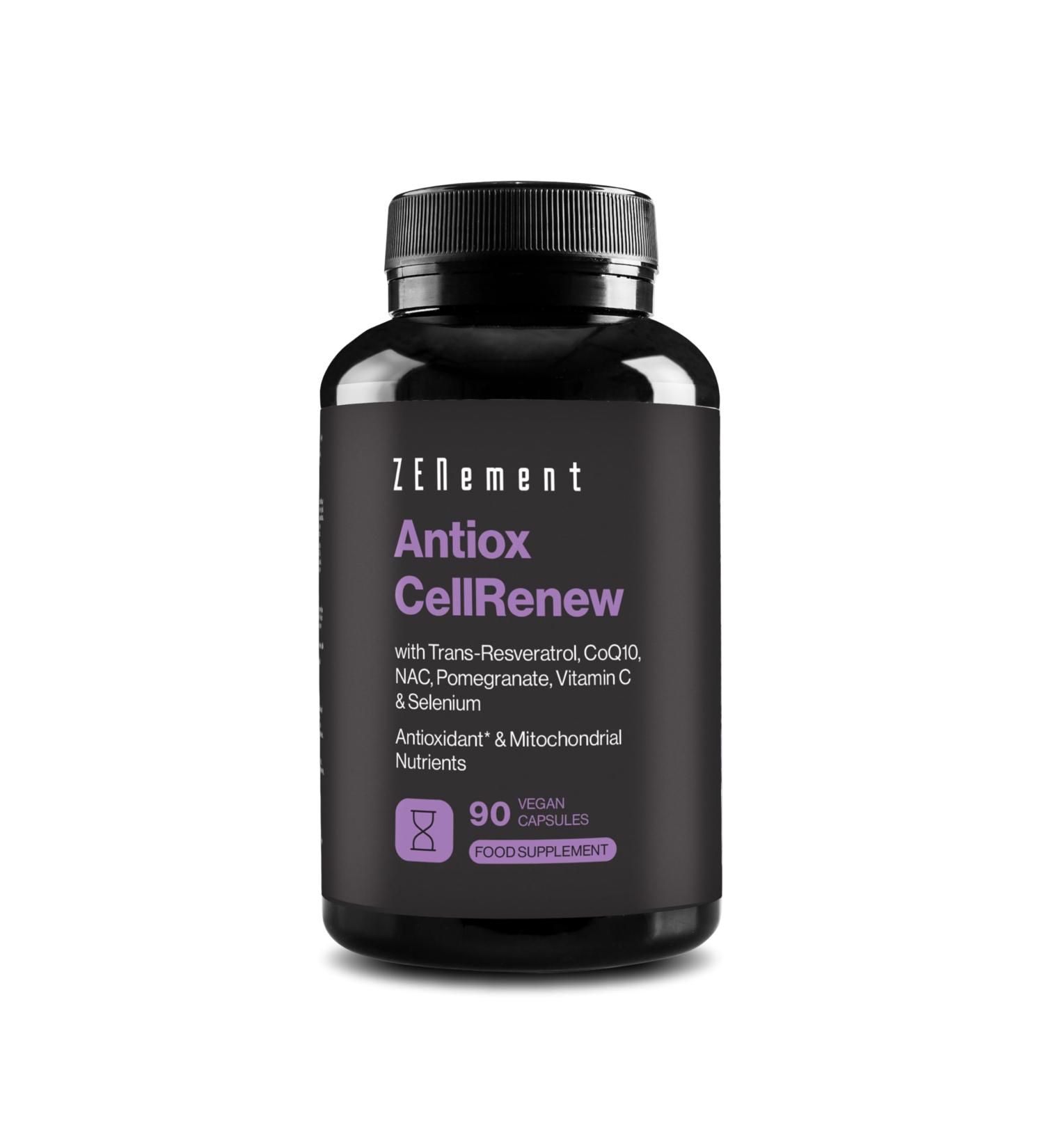  Zenement Antiox CellRenew with Trans-Resveratrol CoQ10 NAC Pomegranate Vitamin C and Selenium - Antioxidant and Energy Support - Buy Online on GoSupps.com