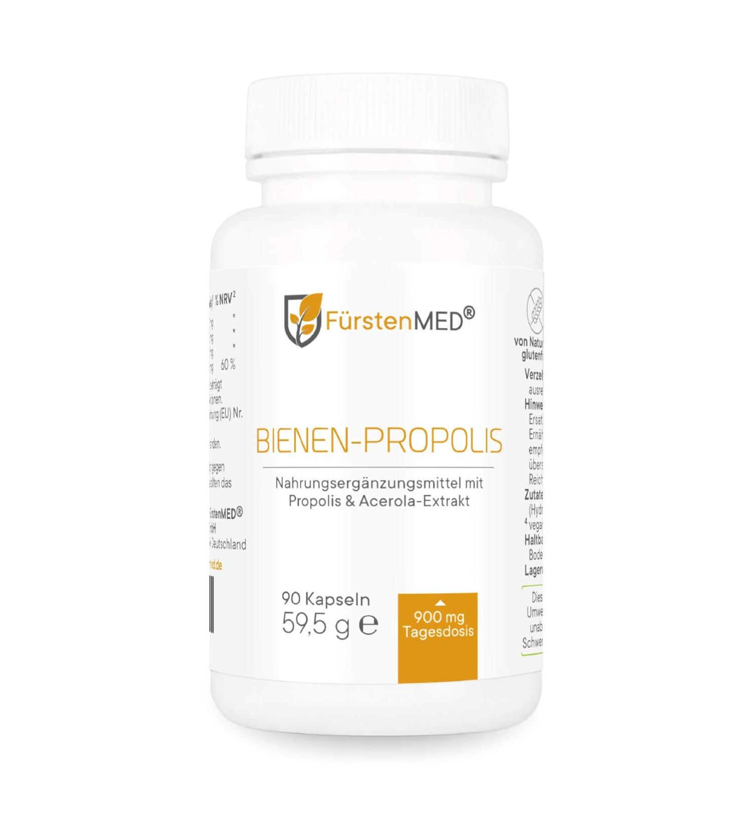 F rstenMED Real Bee Propolis Capsules - High Dose Natural Bee Resin + Acerola - 90 Vegetarian Capsules - Lab Tested for Quality - Buy Online on GoSupps.com