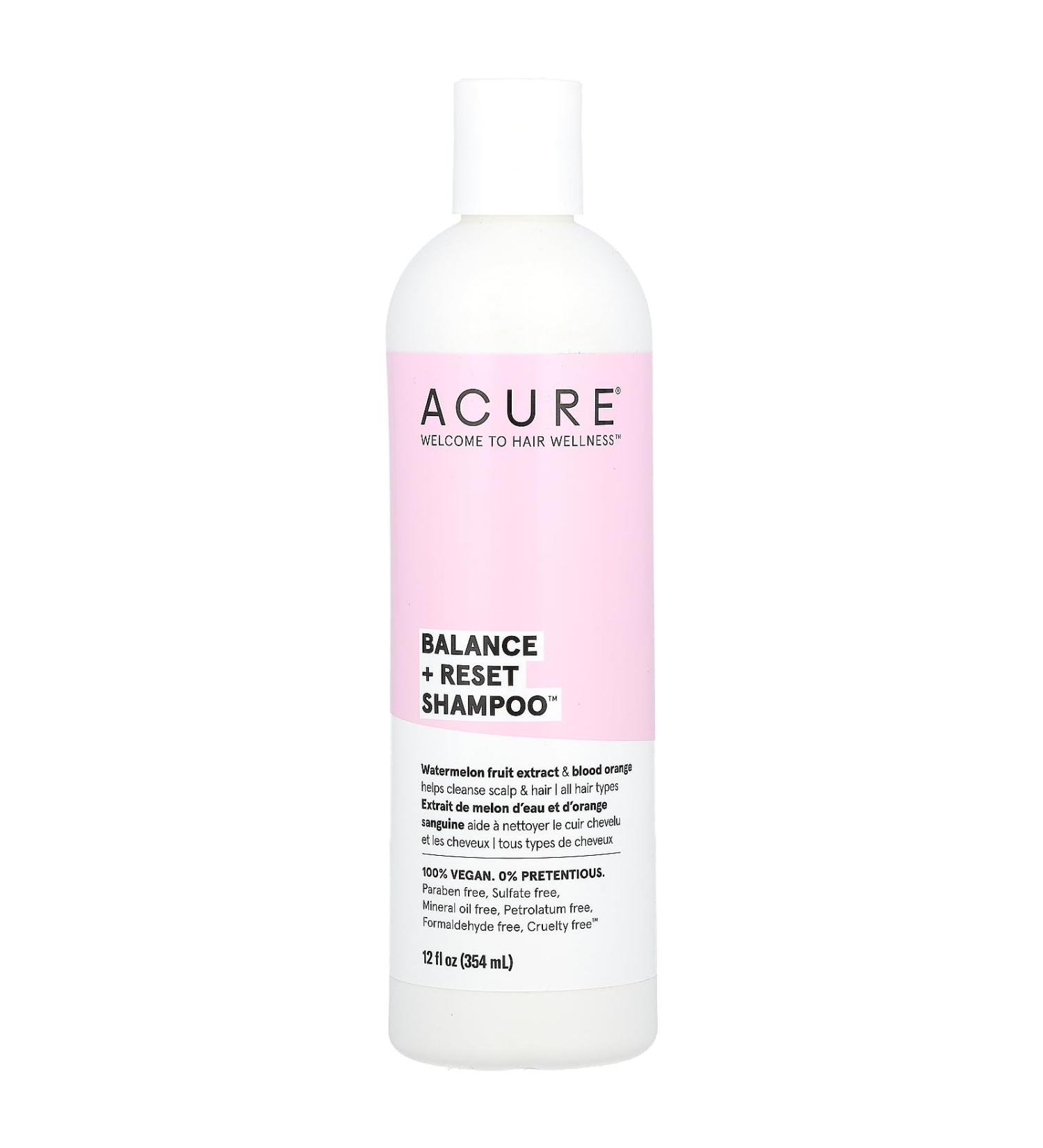 ACURE Balance + Reset Shampoo All Hair Types Watermelon Fruit Extract & Blood Orange 12 fl oz (354 ml)