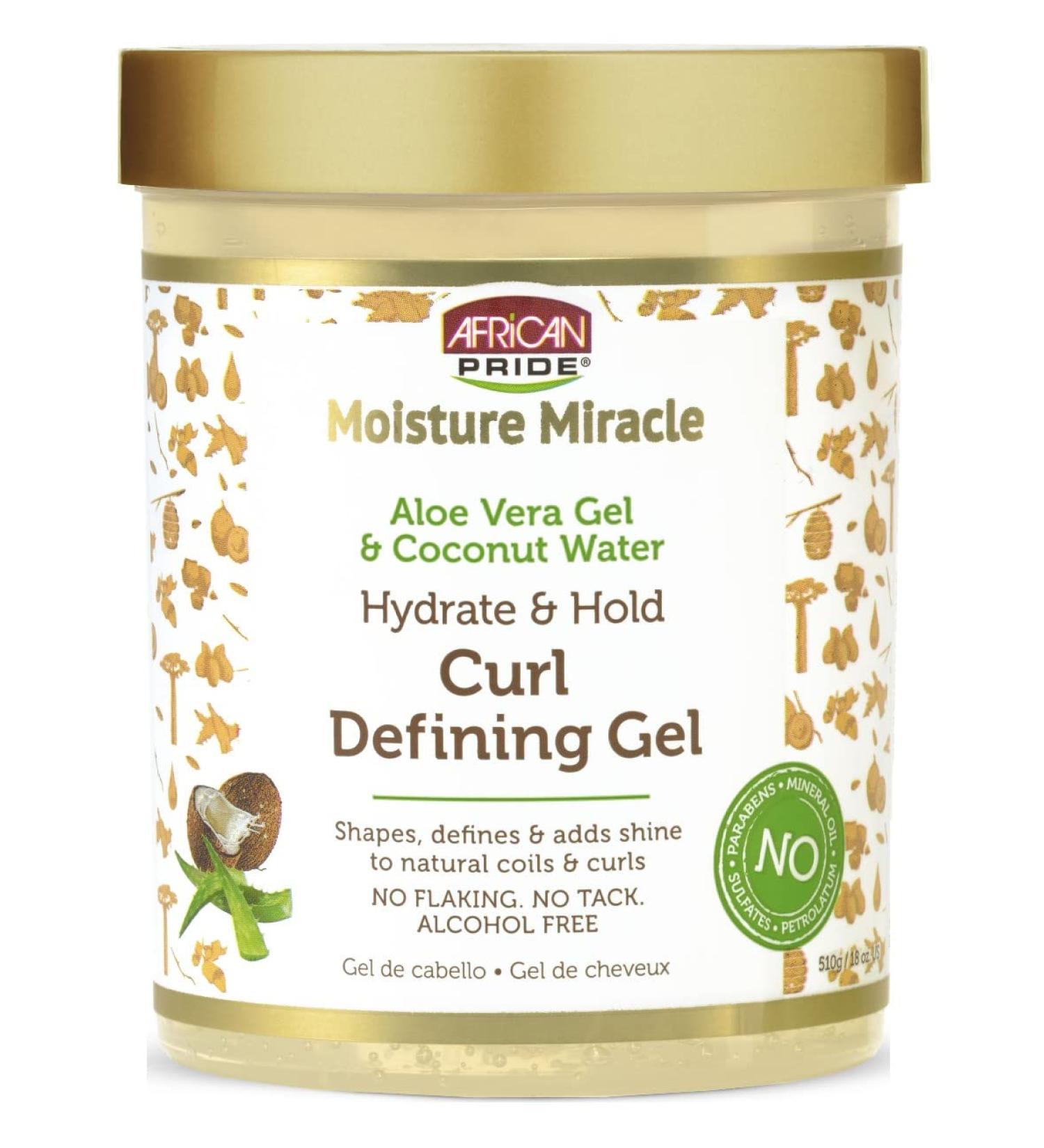 African Pride Moisture Miracle Hydrate & Hold Curl Defining Hair Gel  For Natural Coils & Curls  Hydrates & Controls Frizz  18 oz