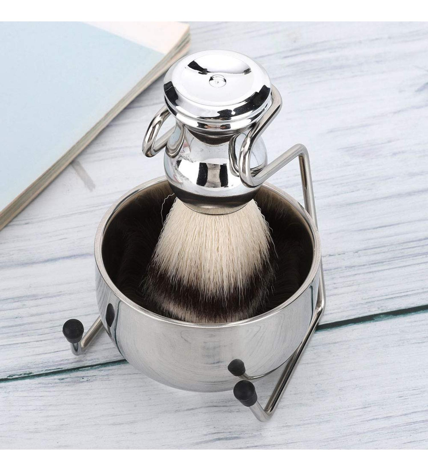 Premium Shaving Tool Set - Stainless Steel Stand & Brush Holder | Eco-Friendly Rust-Free | International Shipping Available - Buy Online on GoSupps.com