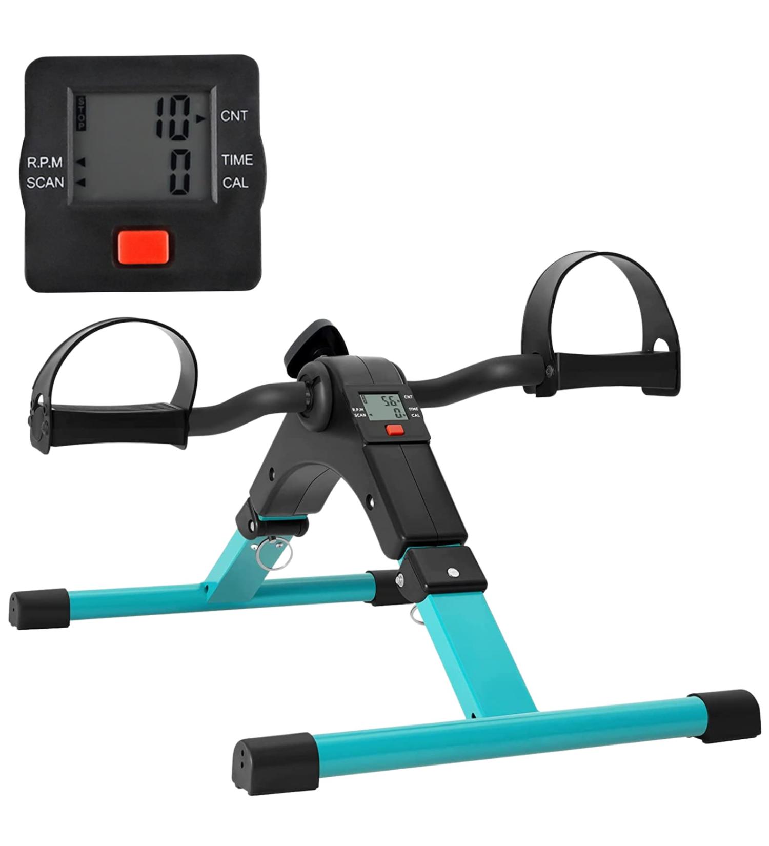Uten Folding Pedal Exerciser - Portable Mini Desk Bike for Leg and Arm Exercise | Adjustable Sitting Workout with Electronic Display - Peacock Green - Buy Online on GoSupps.com