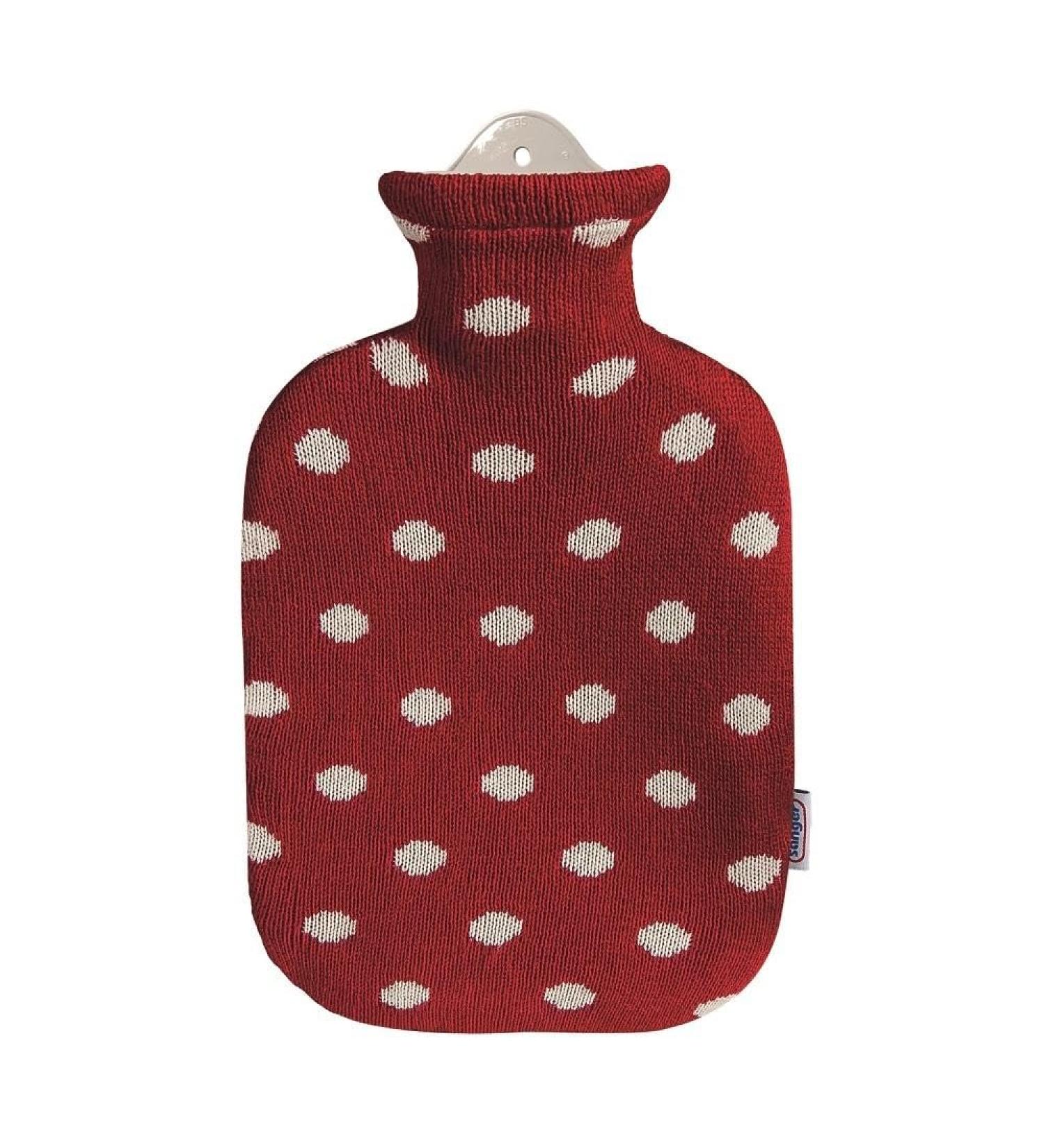 S nger Gummi-W rmflasche mit Strickbezug aus Baumwolle (Feuerrot)