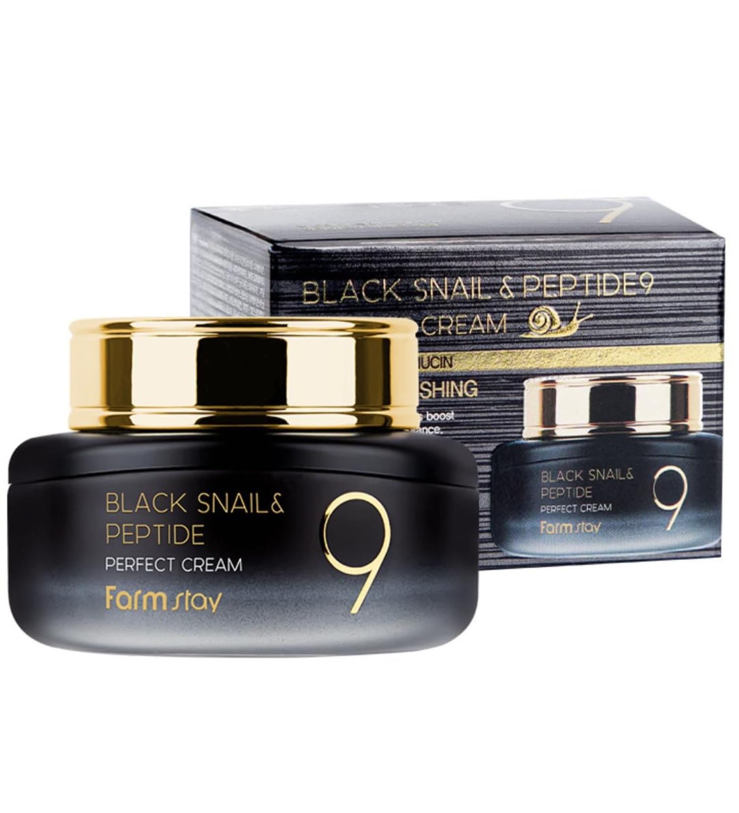 FARMSTAY Black Snail & Peptide 9 Perfect Cream | Anti-Aging Wrinkle & Fine Line Reducer | Brightening Skincare | 1.85 oz - Shop Internationally - Buy Online on GoSupps.com