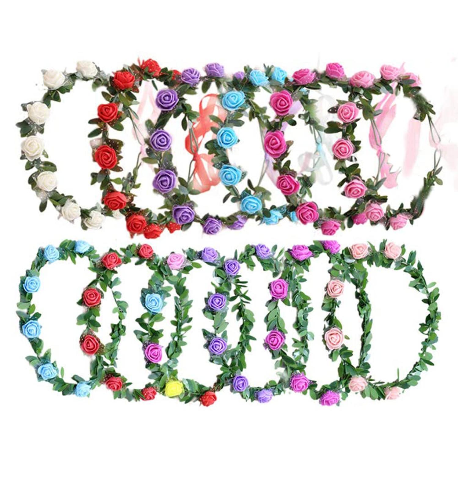Mindong 12pcs Multicolor Rose Flower Crown Headbands for Women & Girls - Ideal for Wedding, Festivals, Parties, Vacations & Photography - Buy Online on GoSupps.com