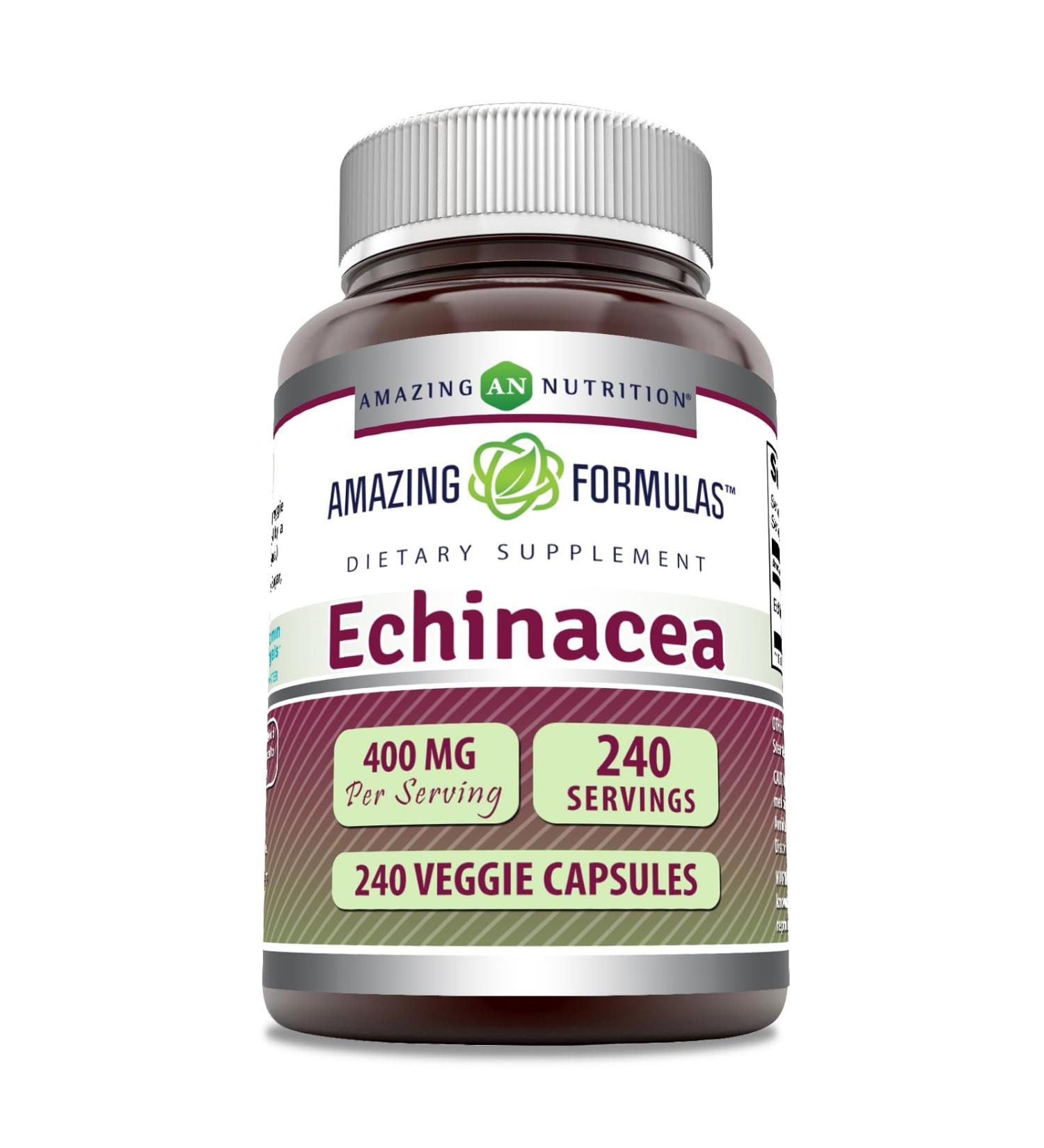 Amazing Formulas Echinacea Supplement | 400 Mg per Serving | 240 Veggie Capsules | Non-GMO | Gluten-Free | Made in USA 240 Count