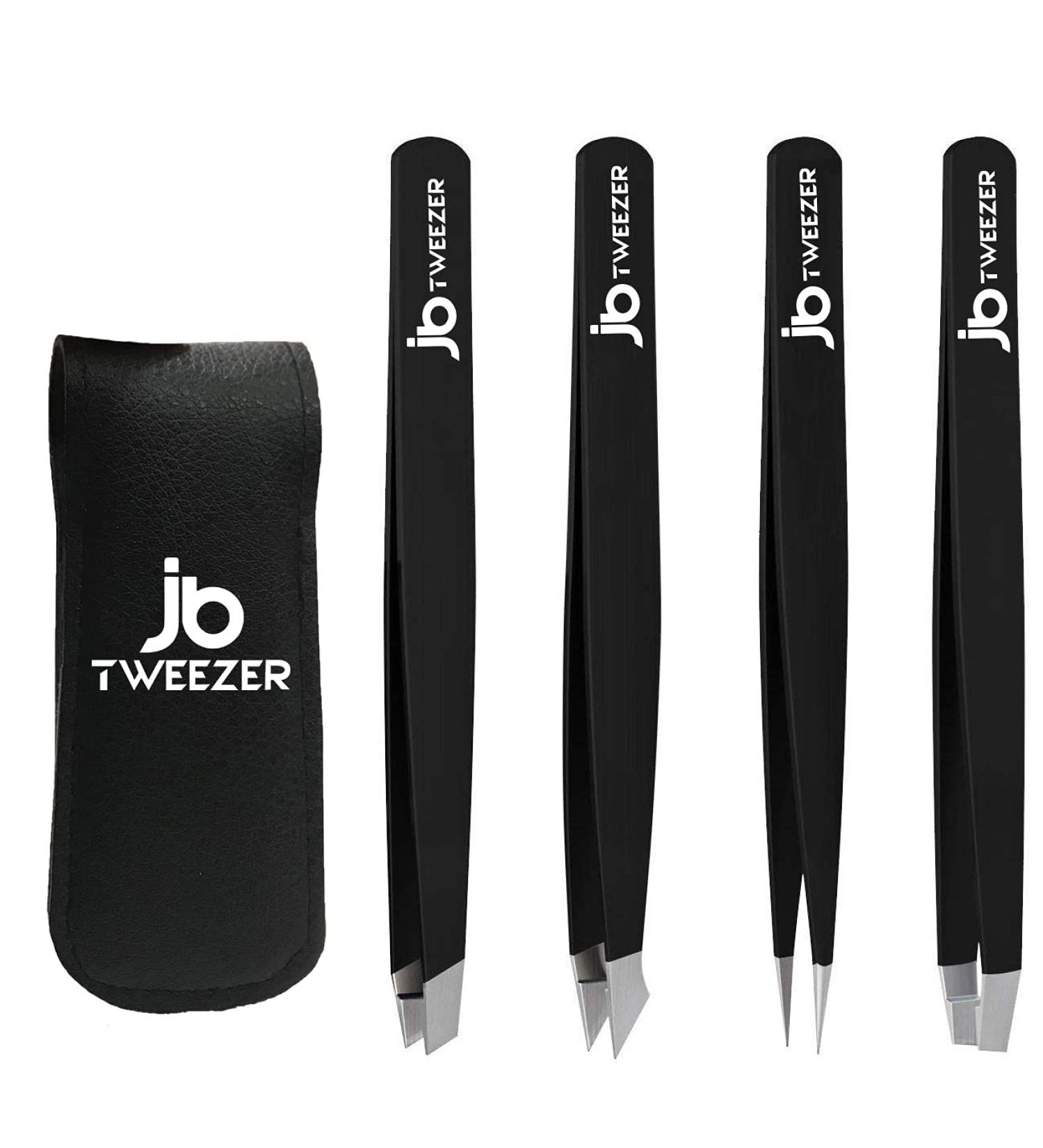 Justblanks Stainless Steel Precision Tweezers for Women - Ideal for Eyebrows, Ingrown Hair, Splinters, Blackheads & Tick Removal - Pack of 4 - Buy Online on GoSupps.com
