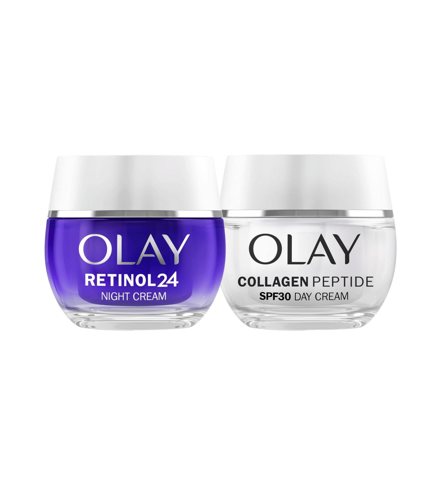  Olay Olay Retinol24 Night Cream and Olay Collagen Peptide24 Day Cream with SPF30 Pack of 2 Anti-Wrinkle Creams Firmer and Hydrated Skin - Buy Online on GoSupps.com