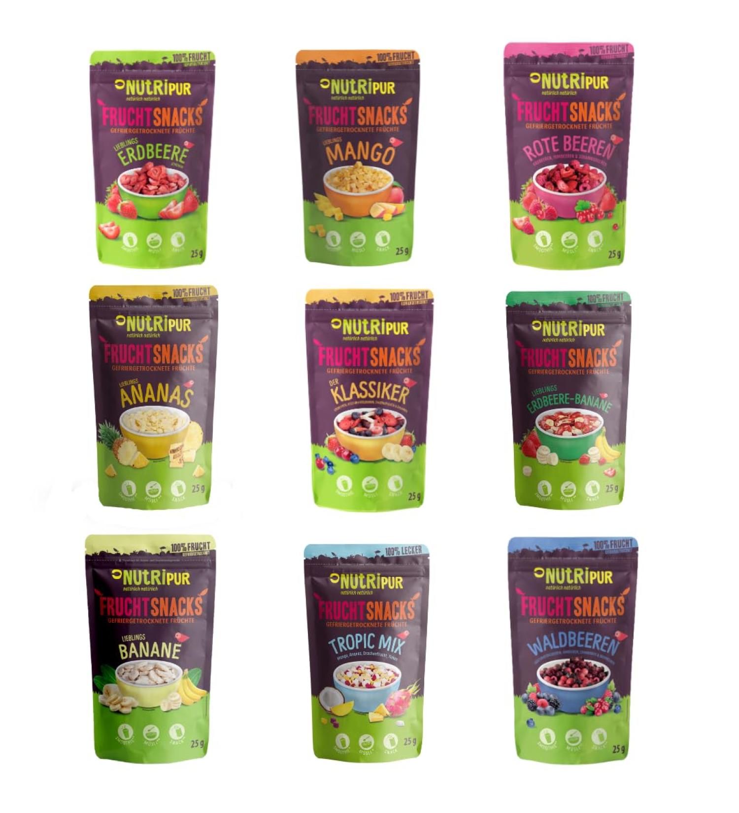 Freeze Dried Fruit Tasting Kit Unsweetened Dried Fruit Topping for Cereal Porridge Fruit Snacks Full of Taste 225g by NutriPur - Buy Online on GoSupps.com