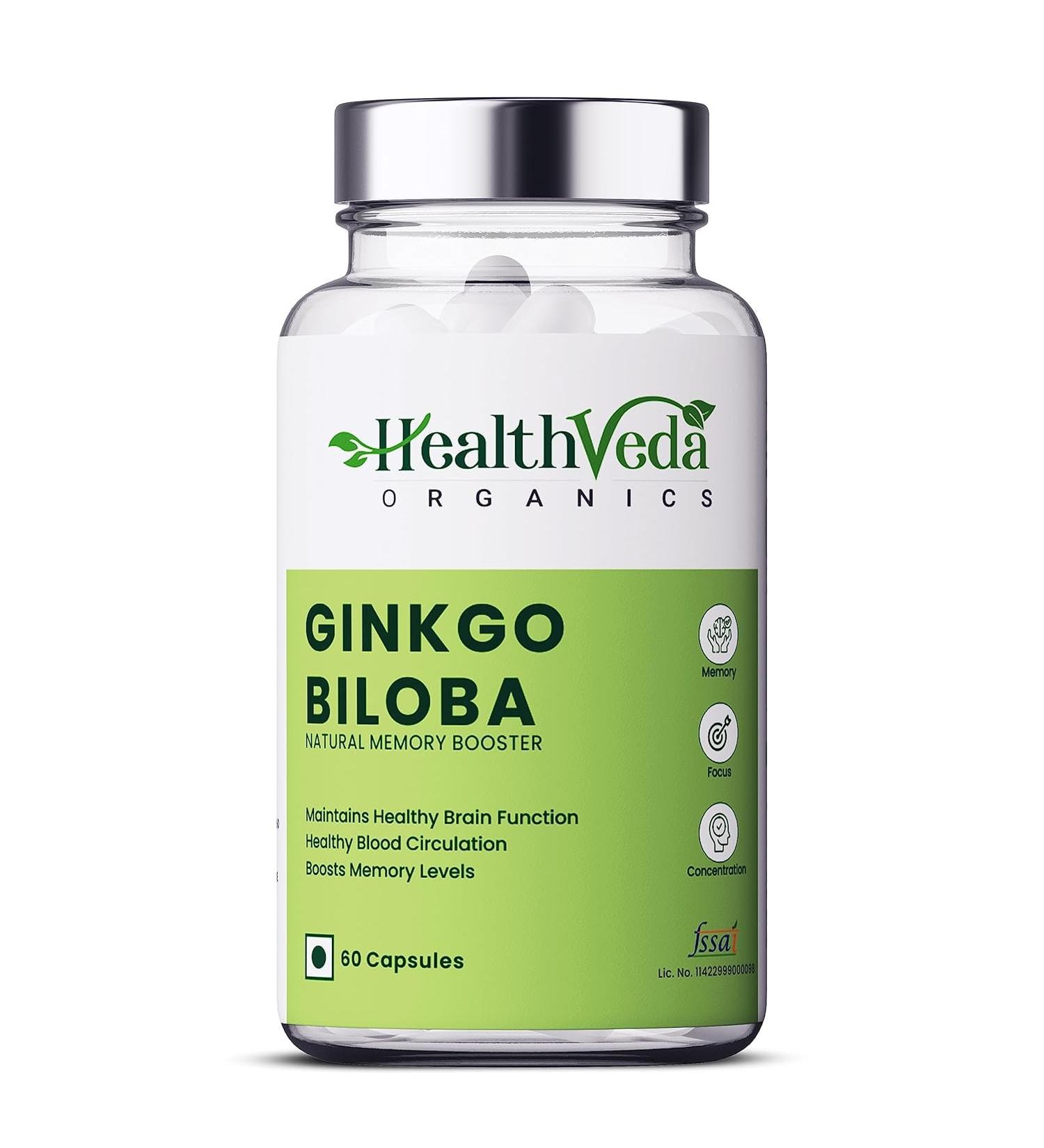 Generic Ginkgo Biloba 120 Mg | 60 Veg Capsules | Supports Better Concentration & Memory | for Both Men & Women - Buy Online on GoSupps.com