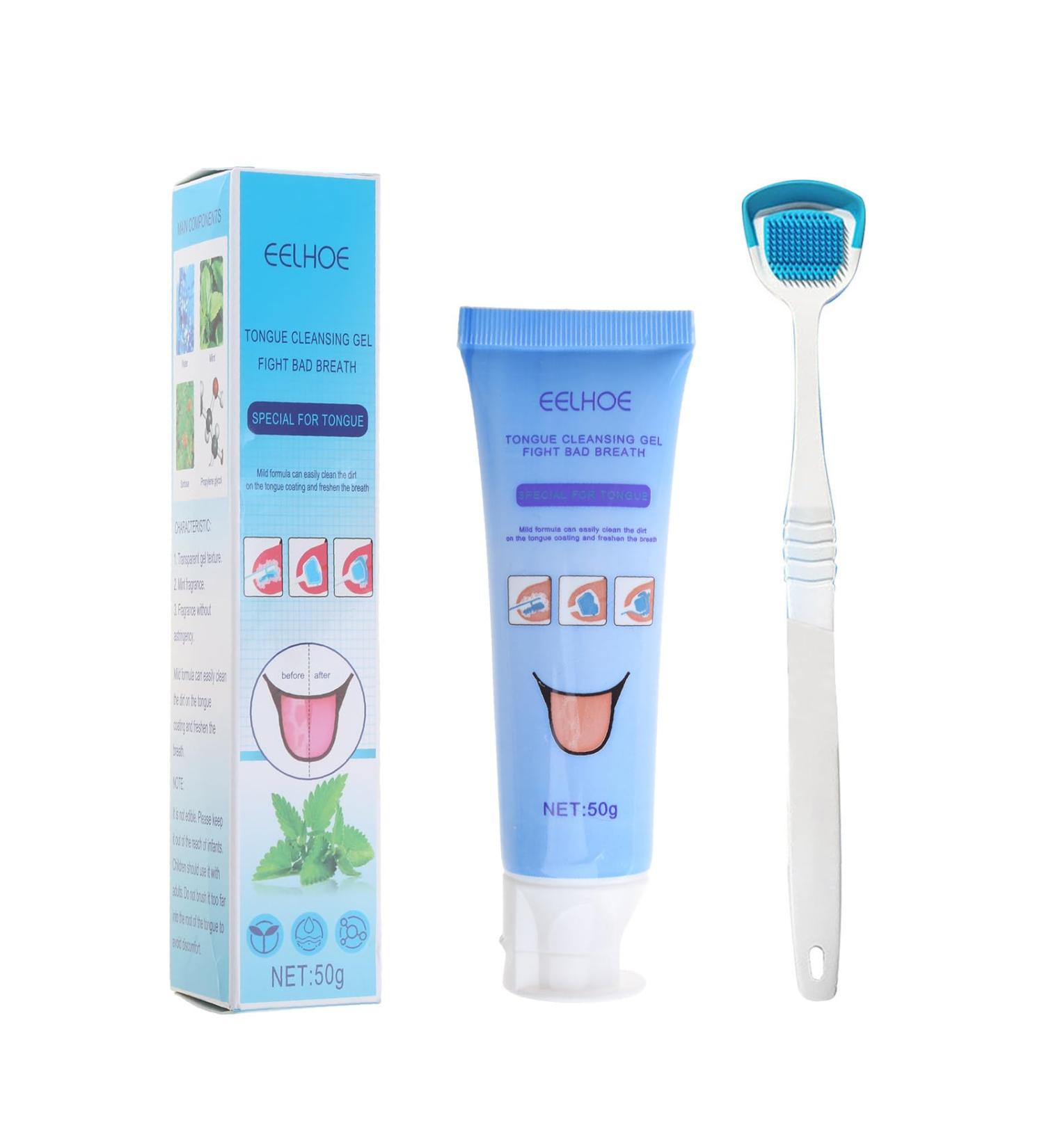 Tongue Cleaning Gel with Brush - Healthy Oral Hygiene Set for Adults | Fresh Breath & Effective Oral Care - Buy Online on GoSupps.com