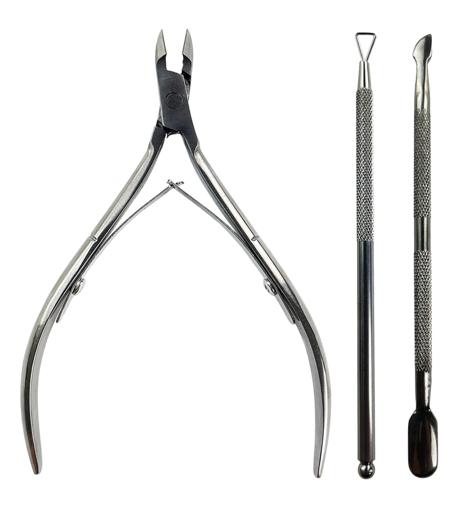 Lofuanna Cuticle Nippers and Pusher Set - Professional Stainless Steel Manicure Tools for Dead Skin Fingernails and Toenails (Black) - Buy Online on GoSupps.com