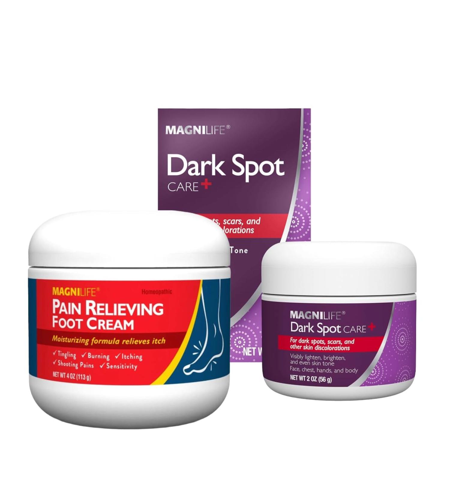 MagniLife Pain Relieving Foot Cream 4 oz Dark Spot Cream 4 oz Bundle for Foot Comfort and Skin Appearance Support - Buy Online on GoSupps.com